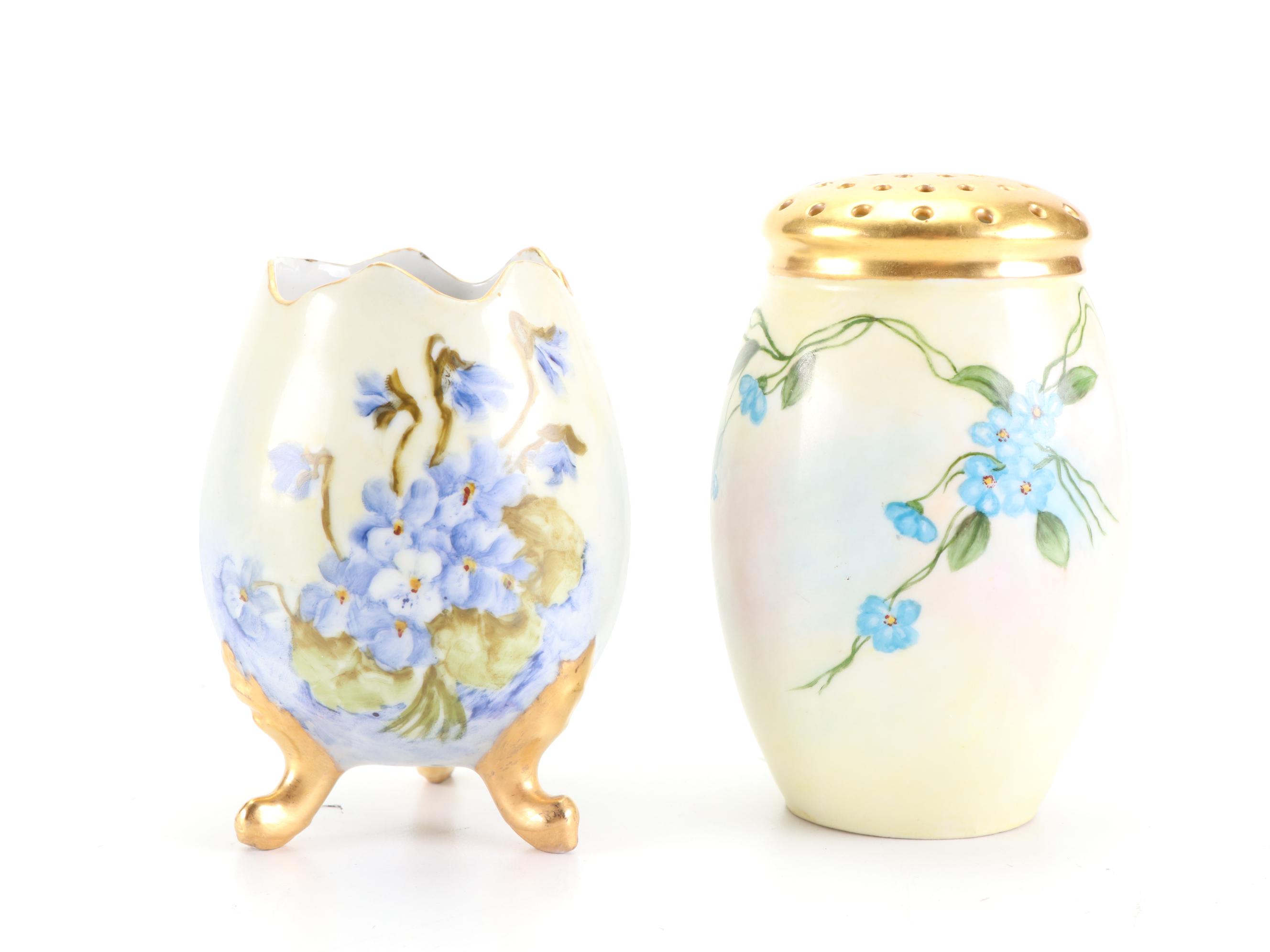 German Hand-Painted and Other Floral Motif Porcelain Tableware