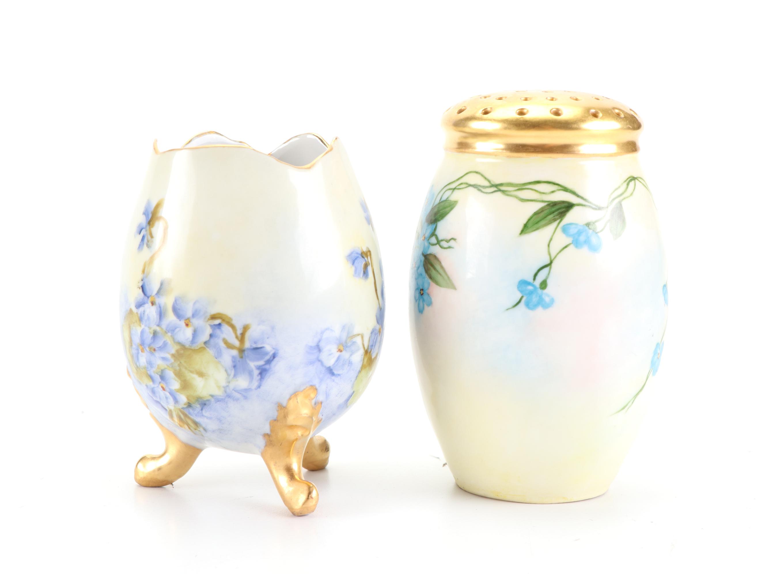 German Hand-Painted and Other Floral Motif Porcelain Tableware