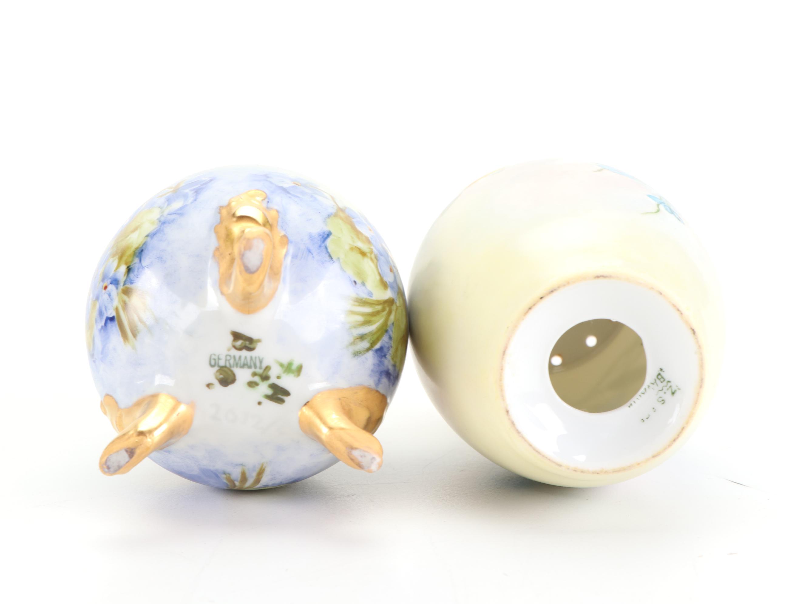 German Hand-Painted and Other Floral Motif Porcelain Tableware