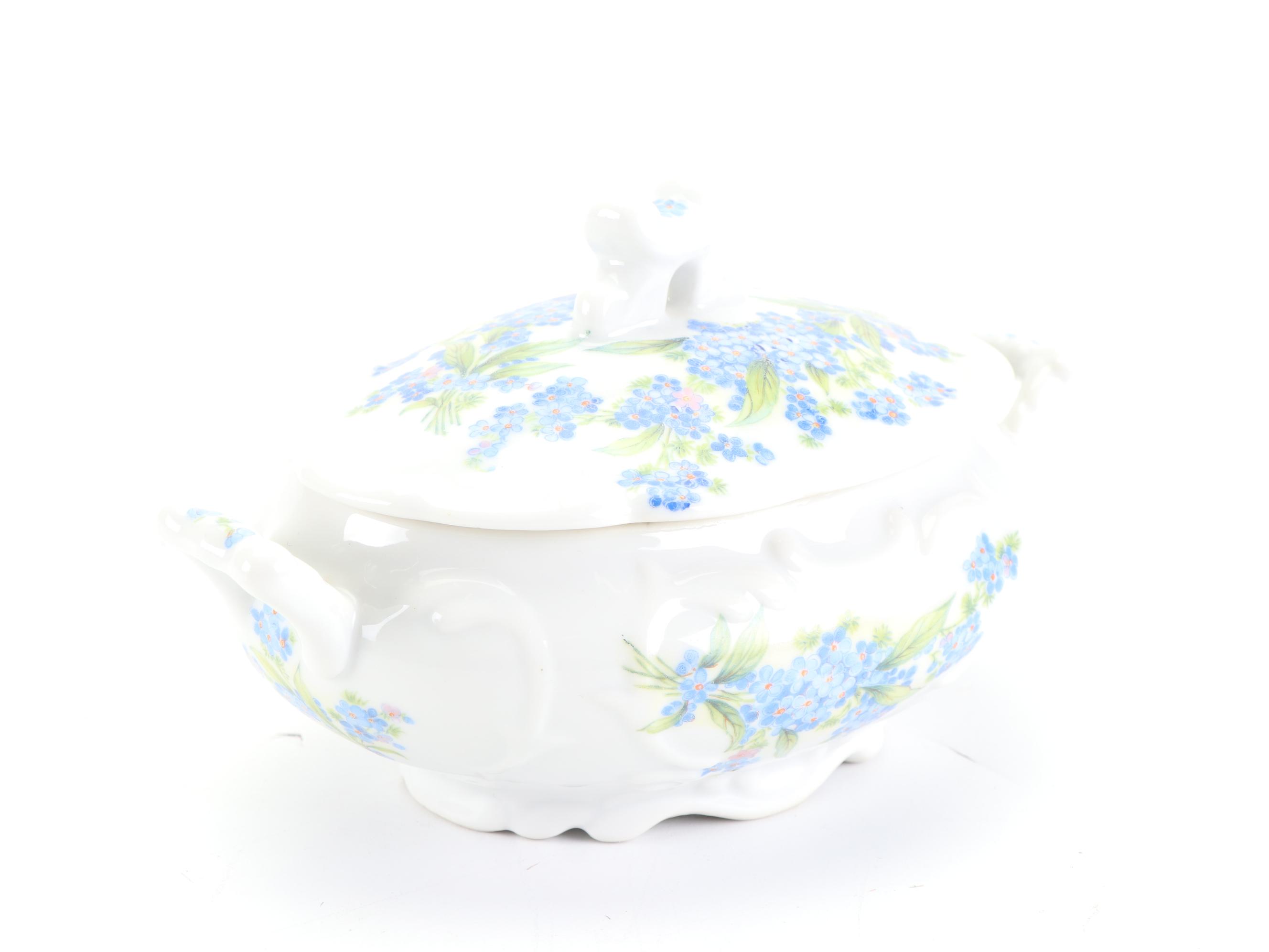 German Hand-Painted and Other Floral Motif Porcelain Tableware