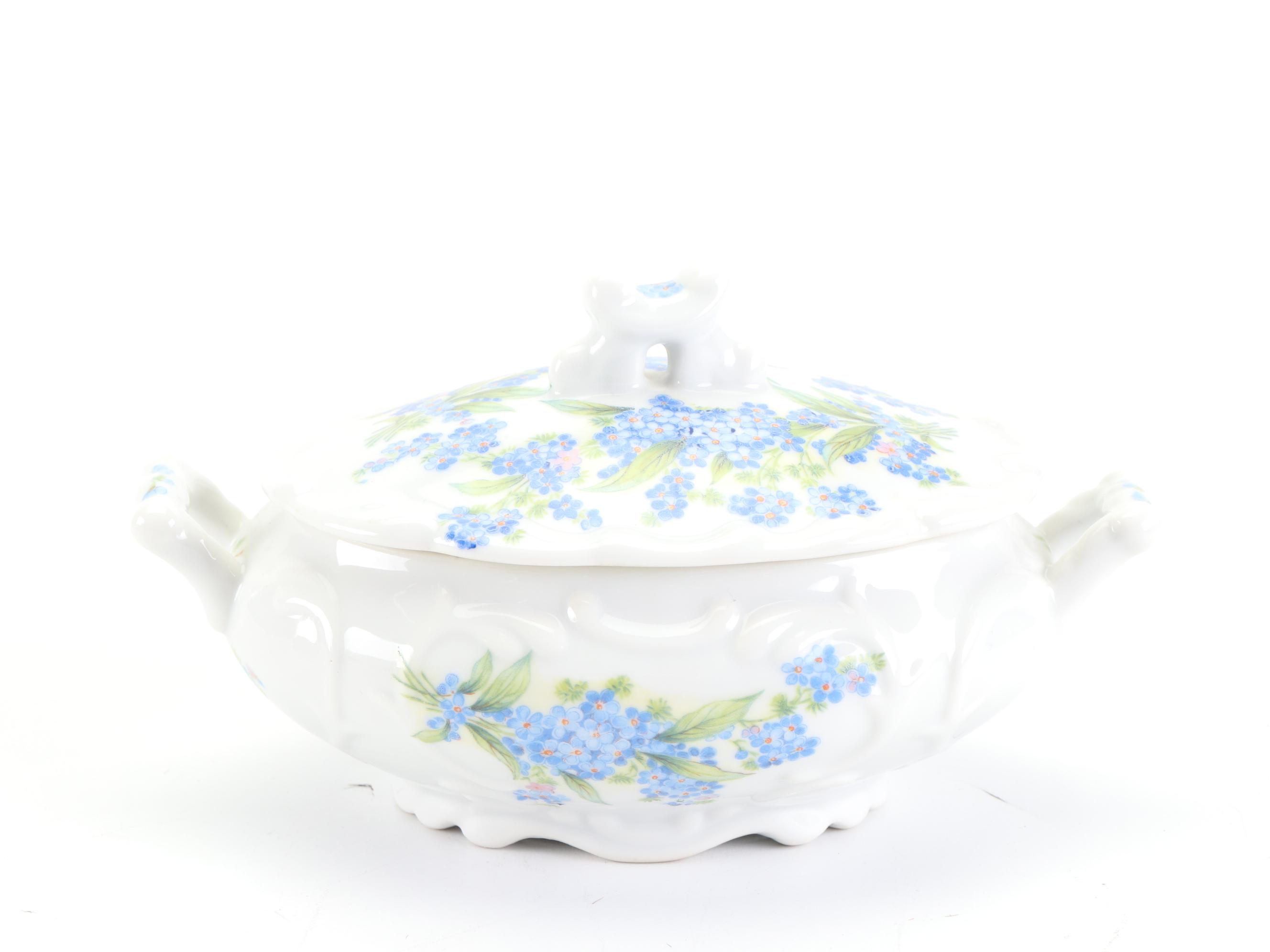 German Hand-Painted and Other Floral Motif Porcelain Tableware