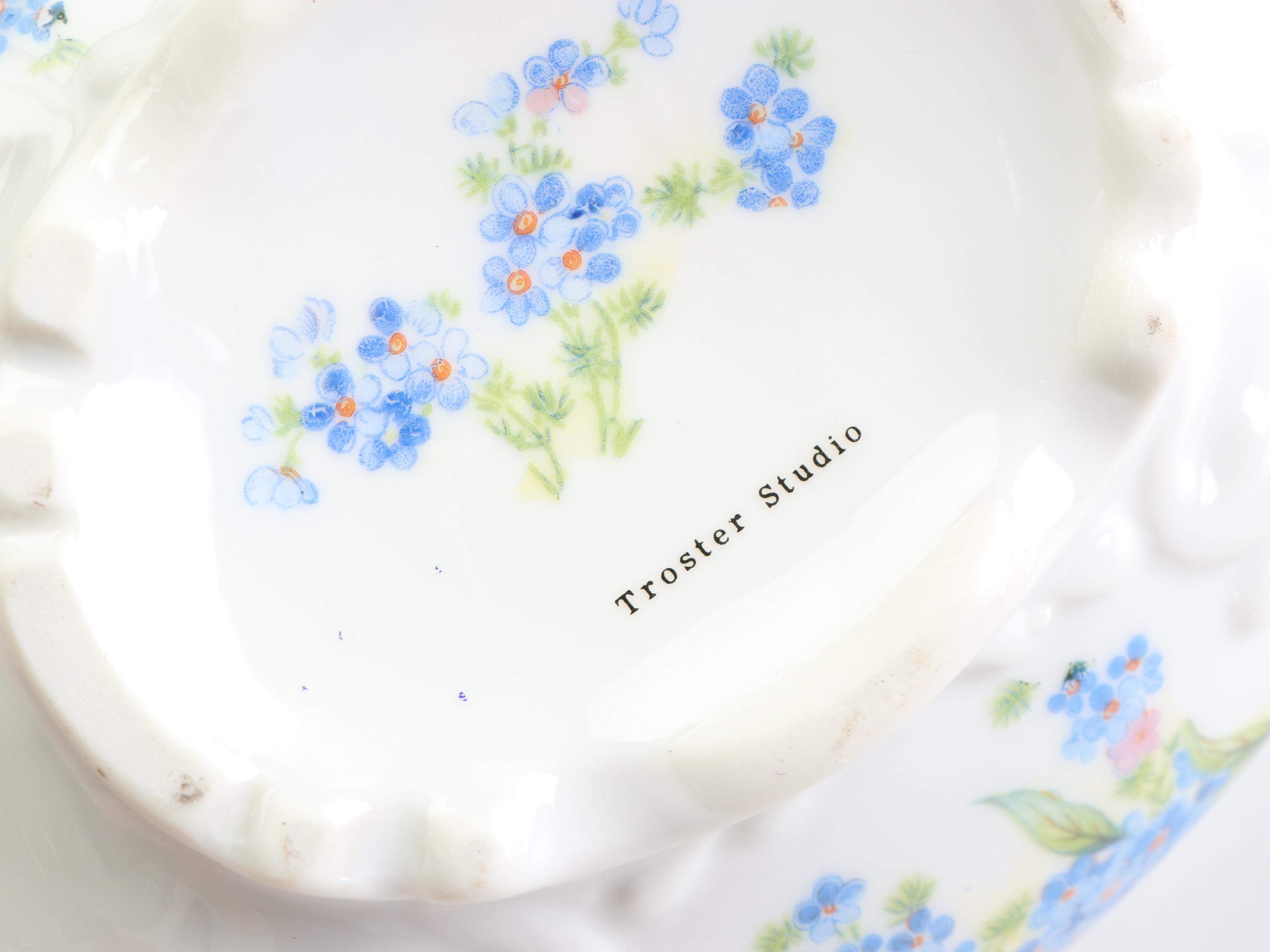 German Hand-Painted and Other Floral Motif Porcelain Tableware