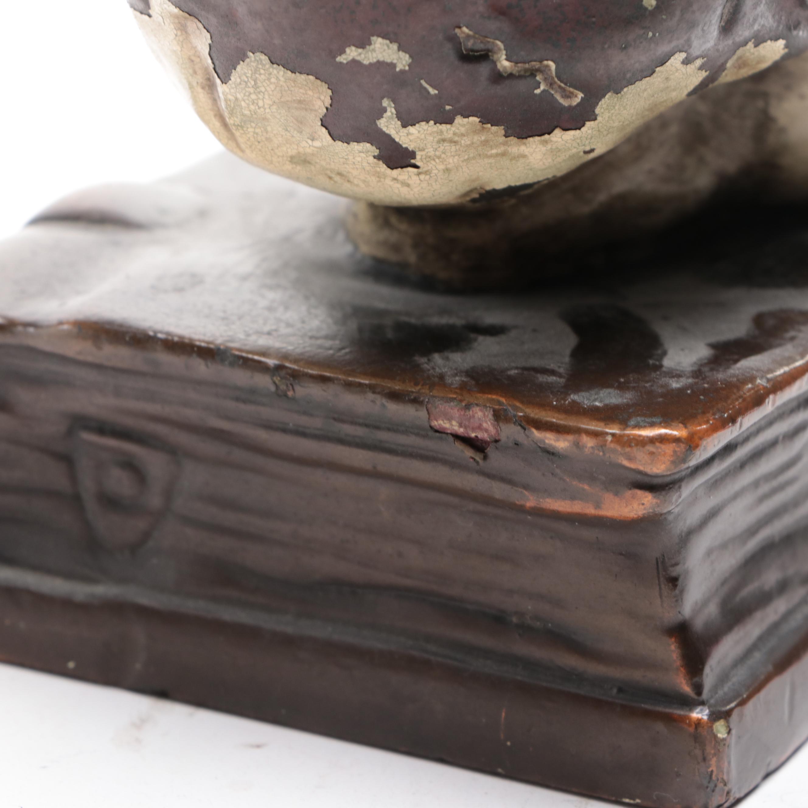 Bronze Clad Skull Bookends Attributed to Armor Bronze Company