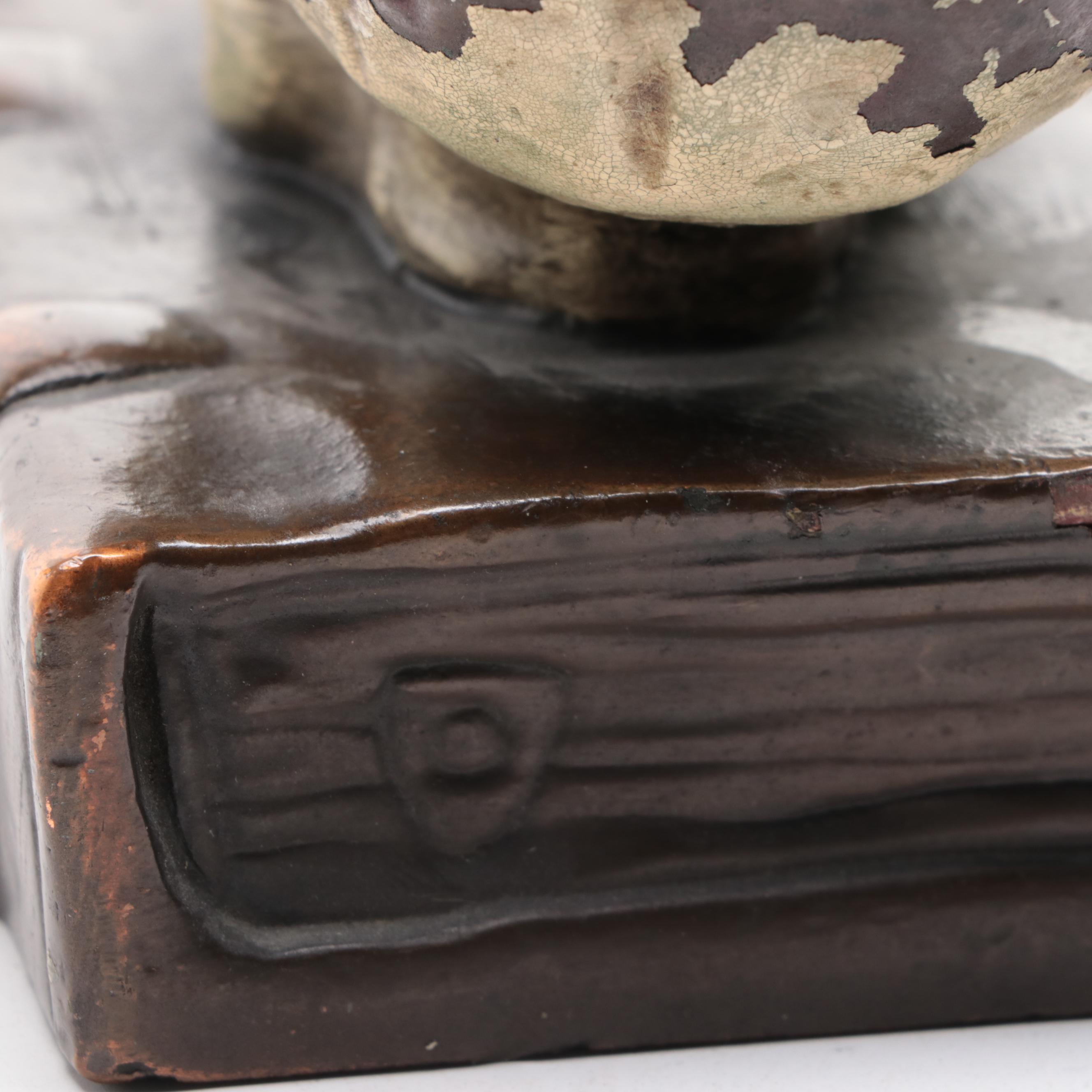 Bronze Clad Skull Bookends Attributed to Armor Bronze Company