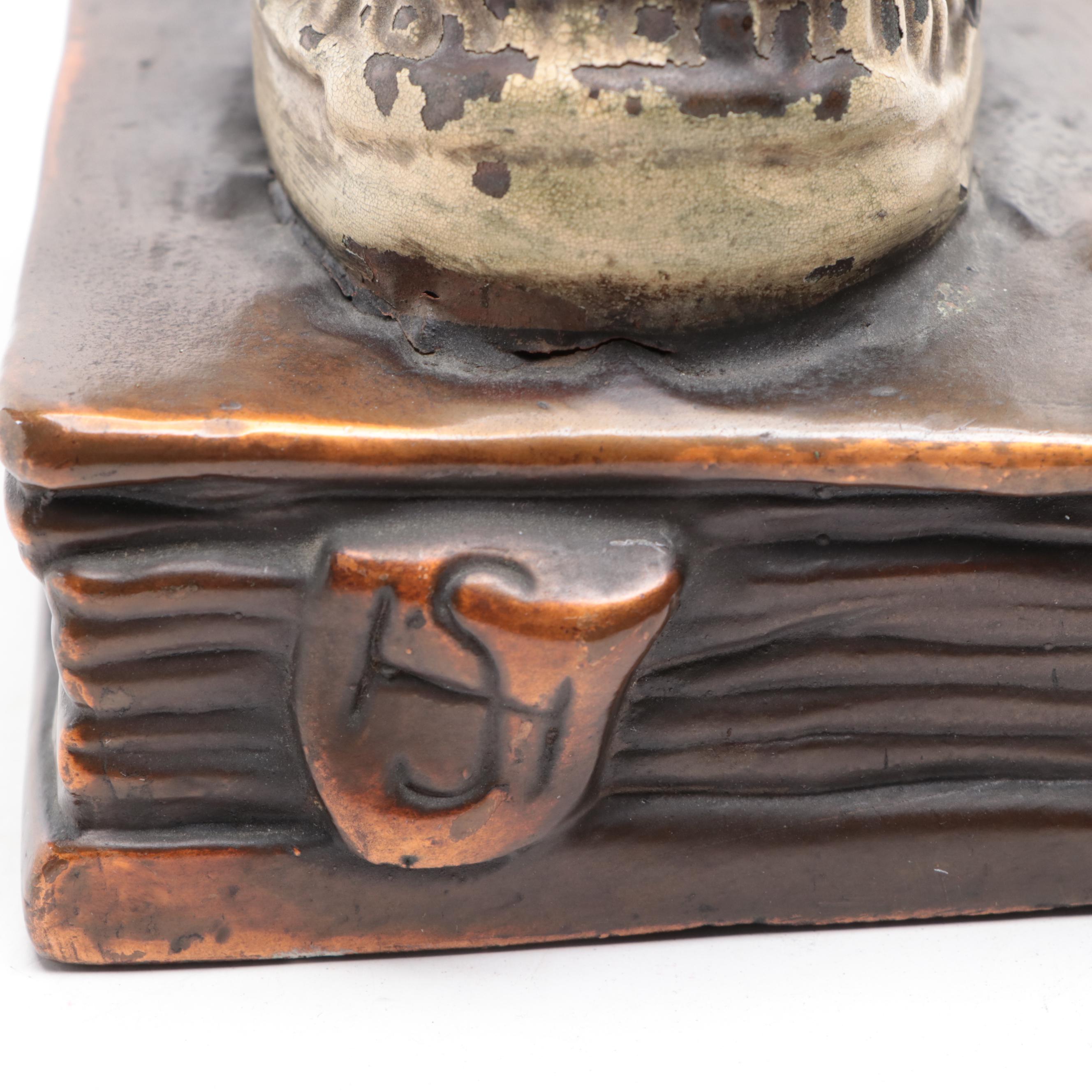 Bronze Clad Skull Bookends Attributed to Armor Bronze Company