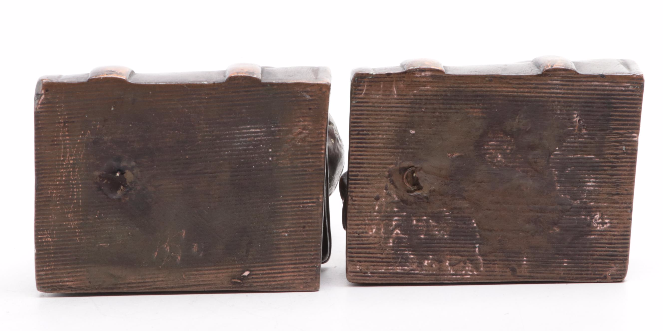 Bronze Clad Skull Bookends Attributed to Armor Bronze Company