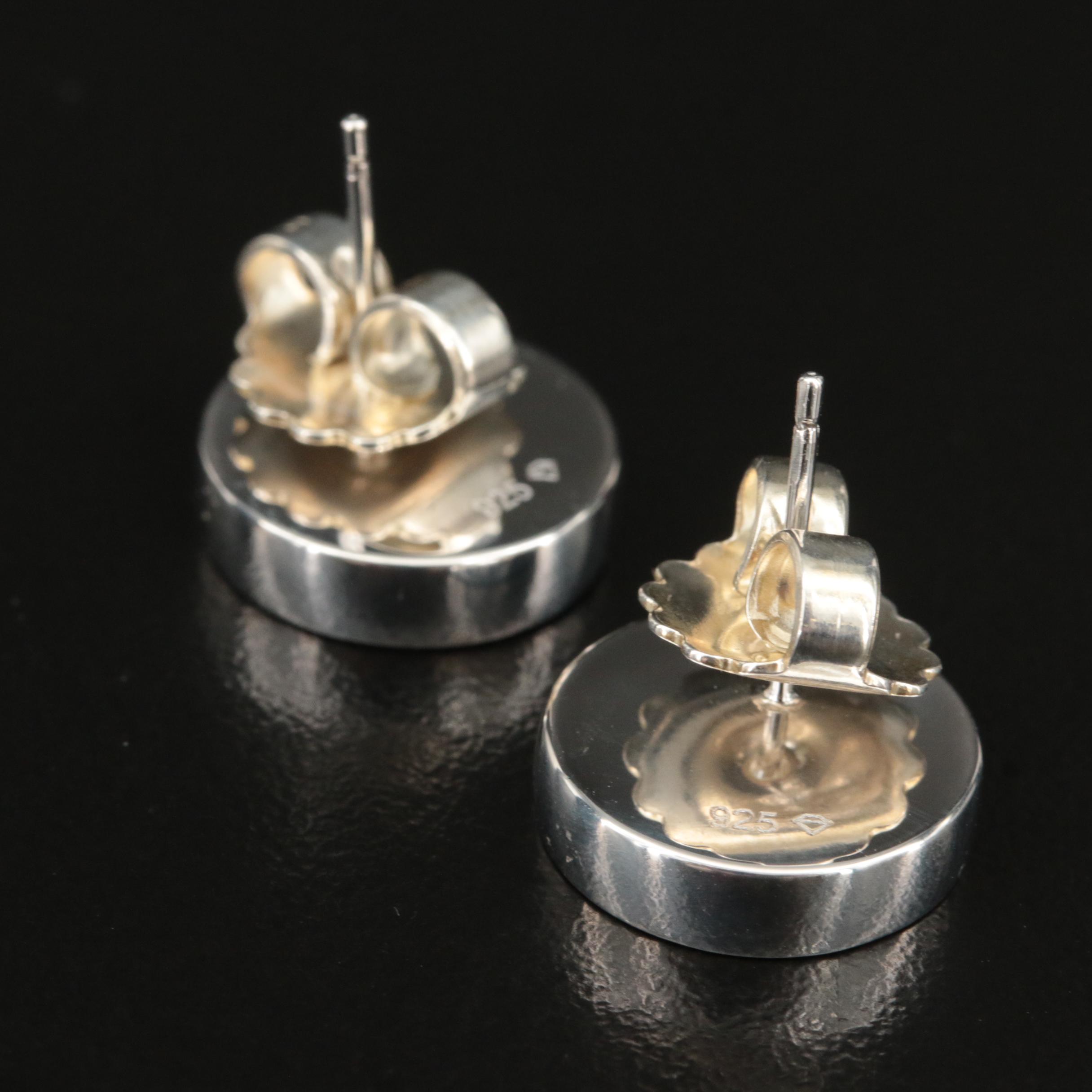 Sterling Quartzite Button Earrings