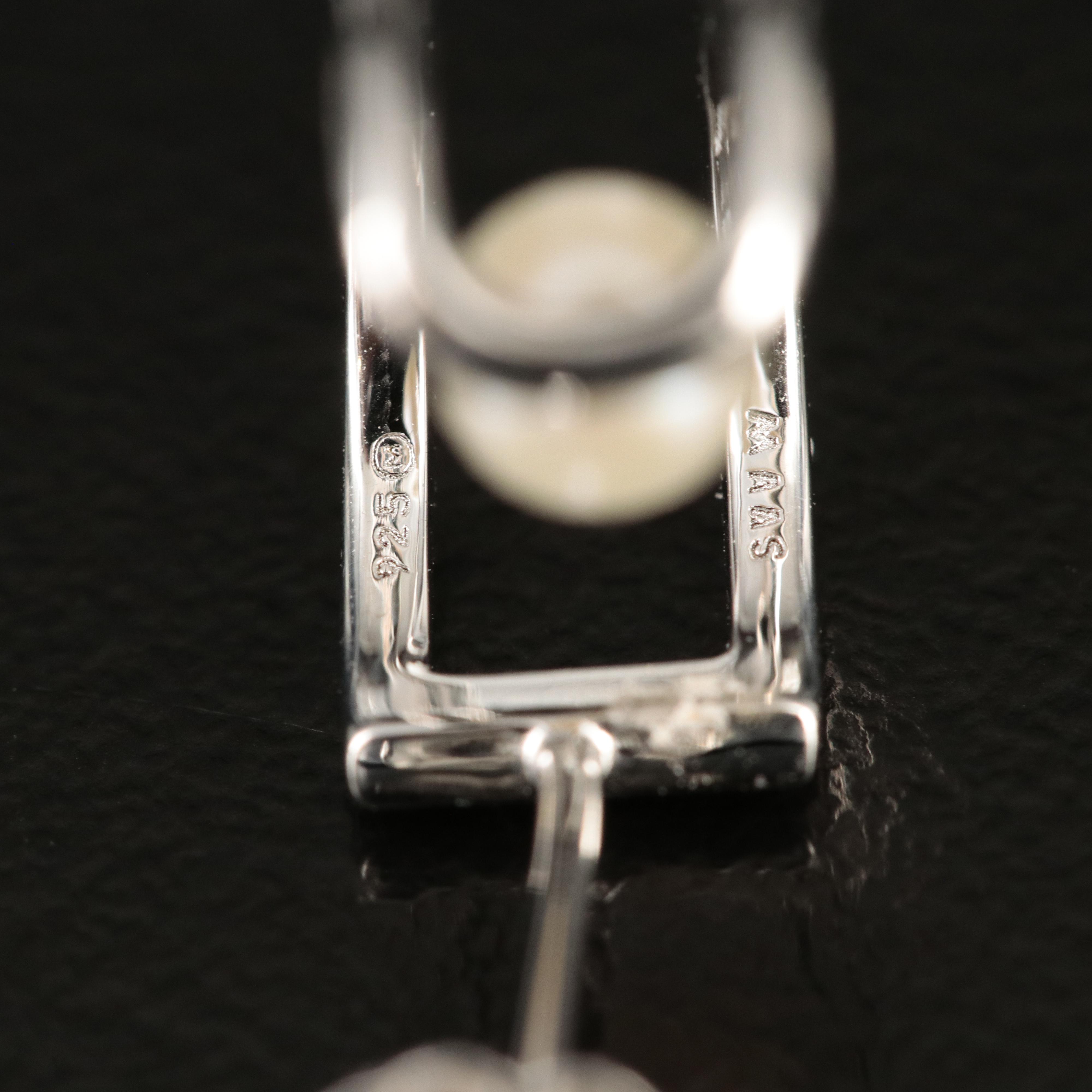 Sterling Pearl Half Hoop Earrings