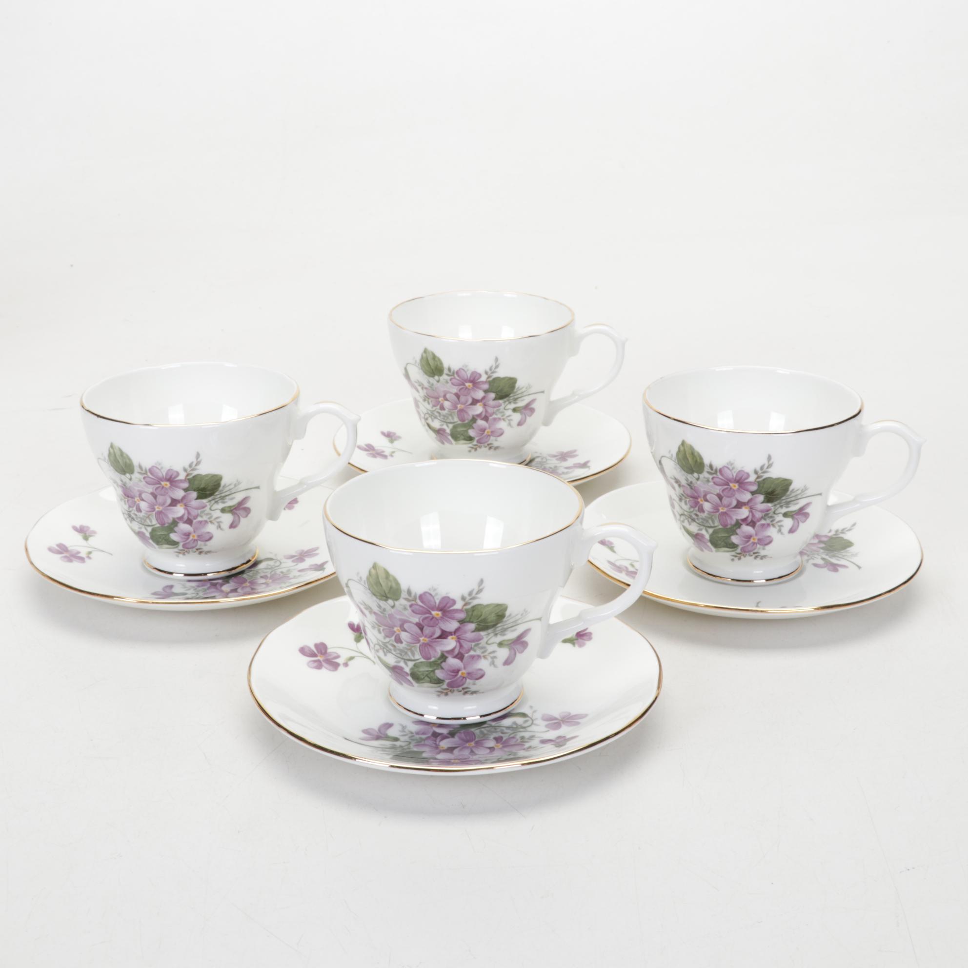 RS Prussia Coffee Pot with English and Other Teacups and Tableware, 20th Century