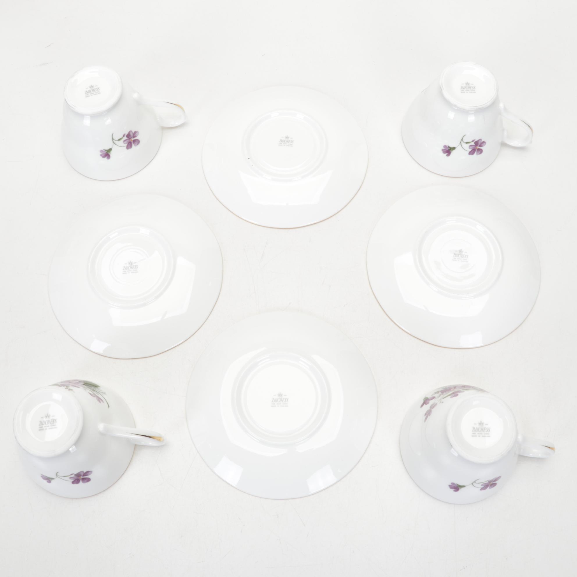 RS Prussia Coffee Pot with English and Other Teacups and Tableware, 20th Century