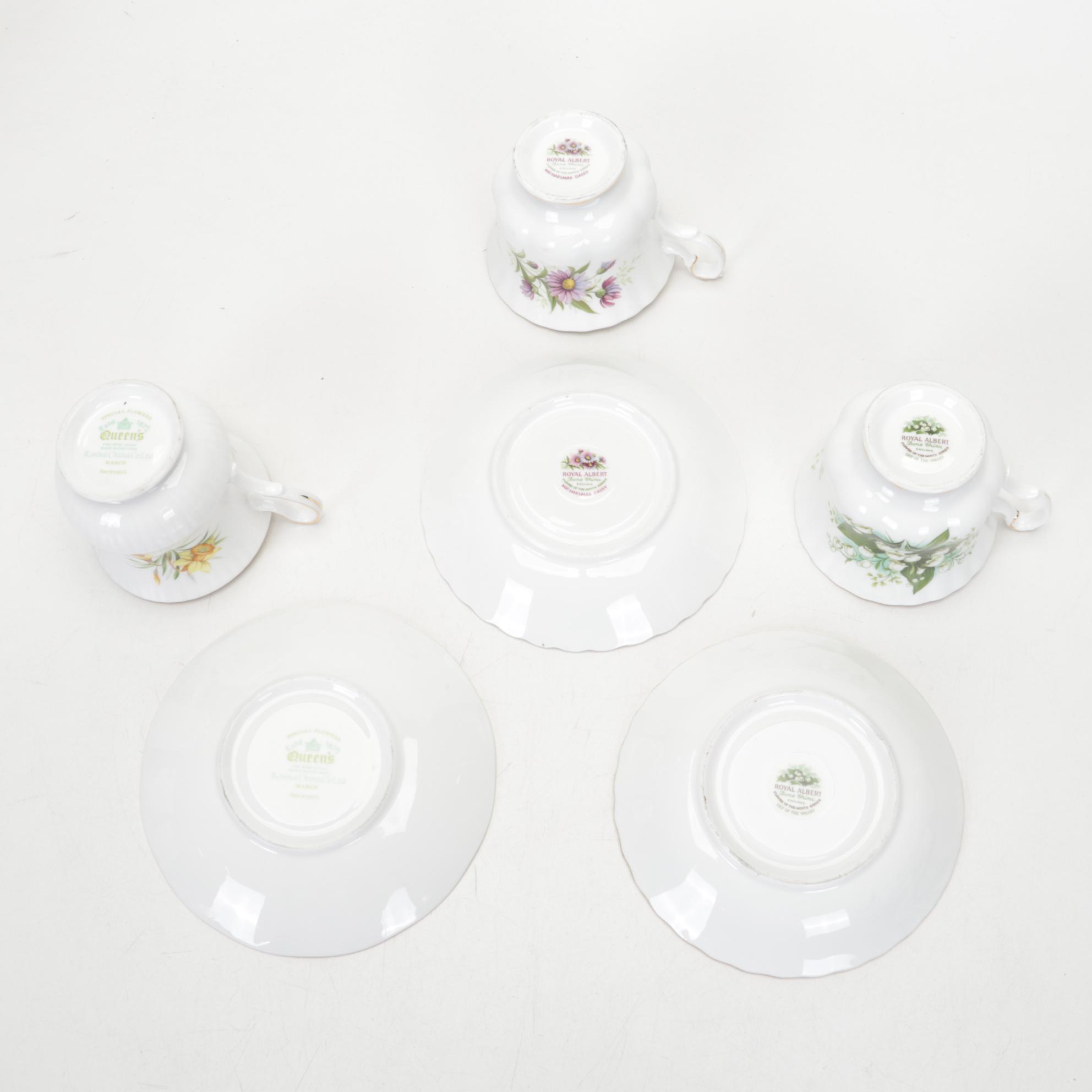 RS Prussia Coffee Pot with English and Other Teacups and Tableware, 20th Century