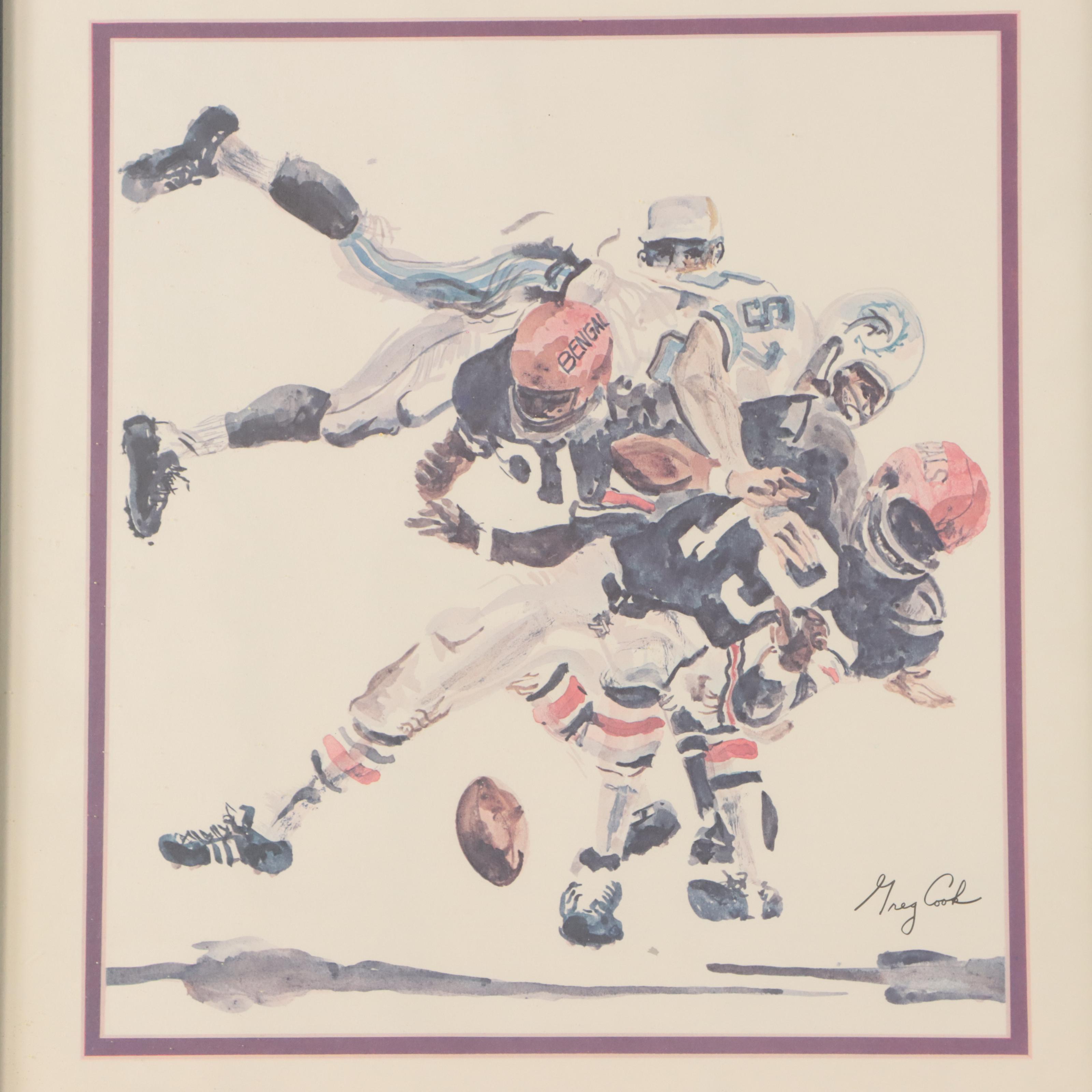 Bengals Football Offset Lithographs After Greg Cook