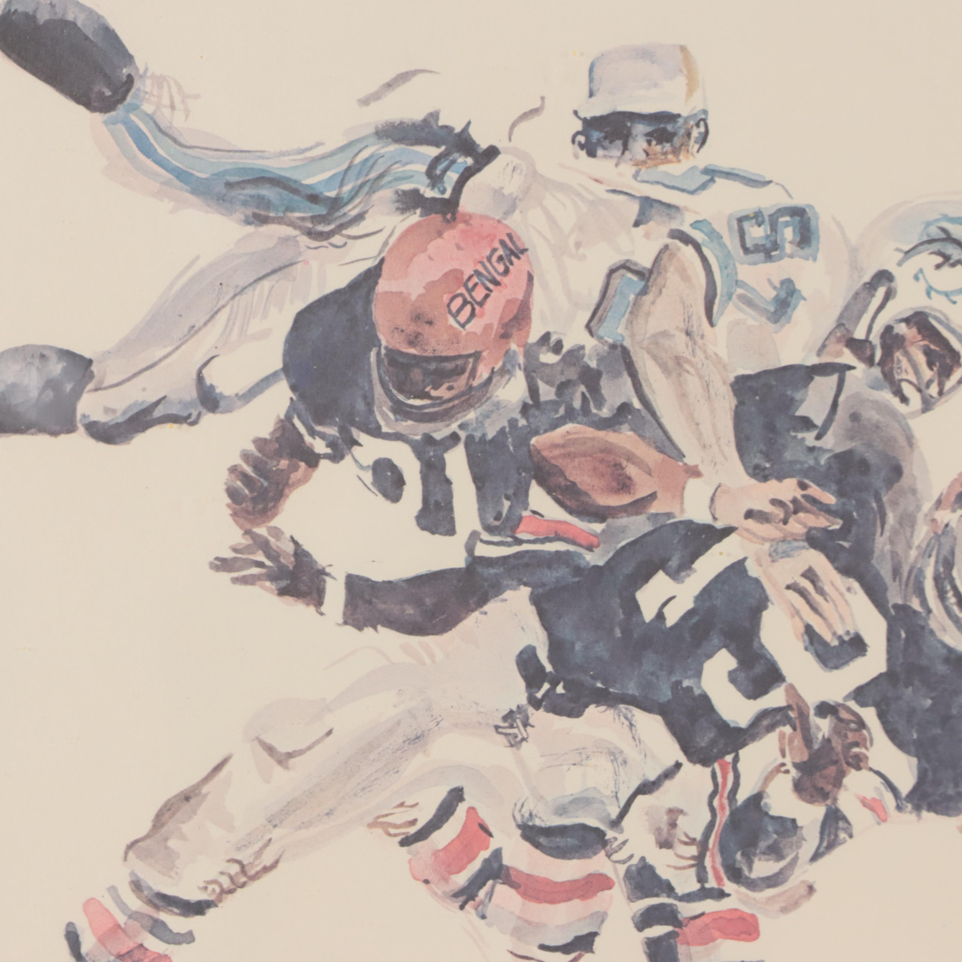 Bengals Football Offset Lithographs After Greg Cook
