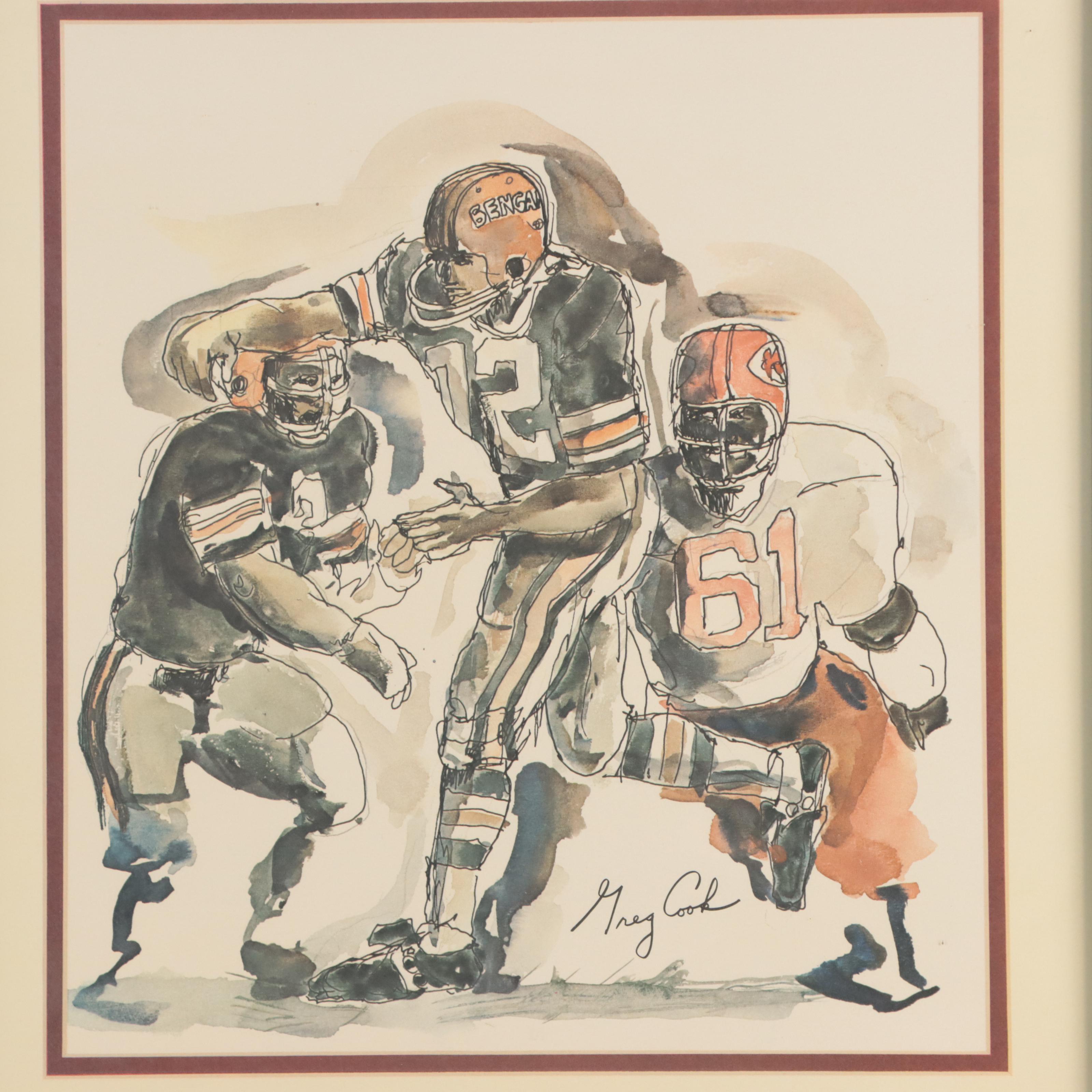 Bengals Football Offset Lithographs After Greg Cook