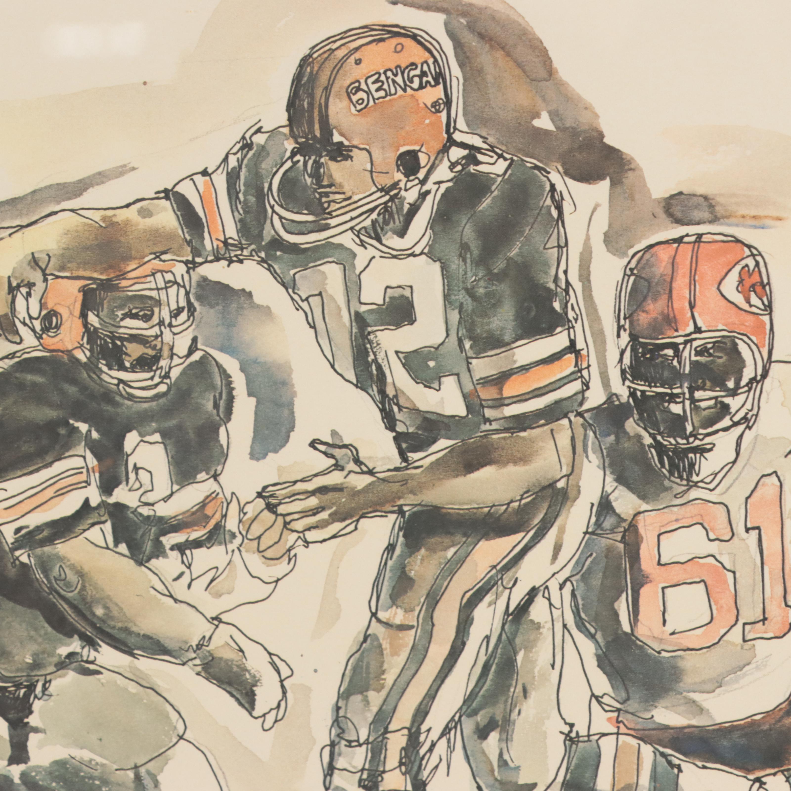Bengals Football Offset Lithographs After Greg Cook