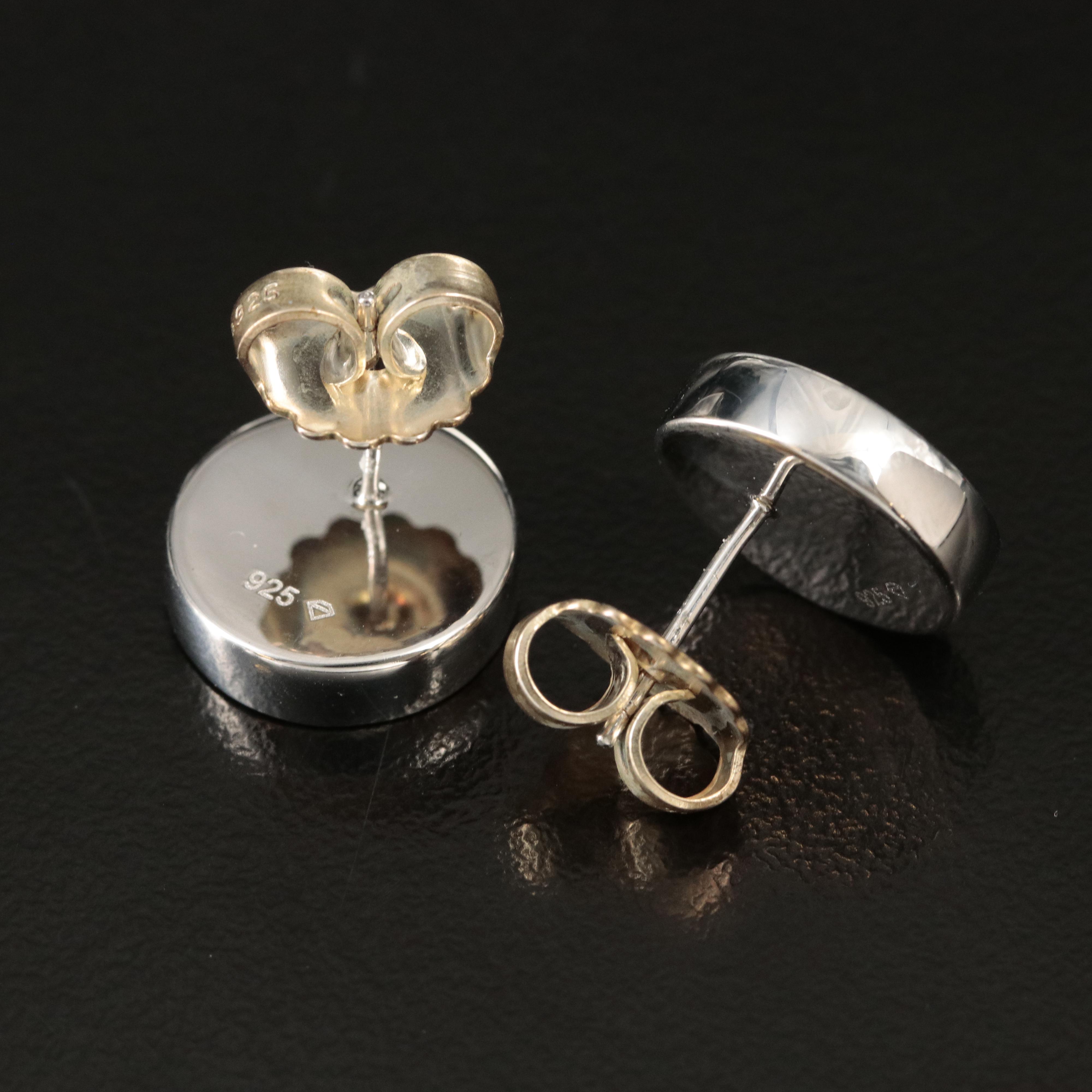 Sterling Quartz Button Earrings