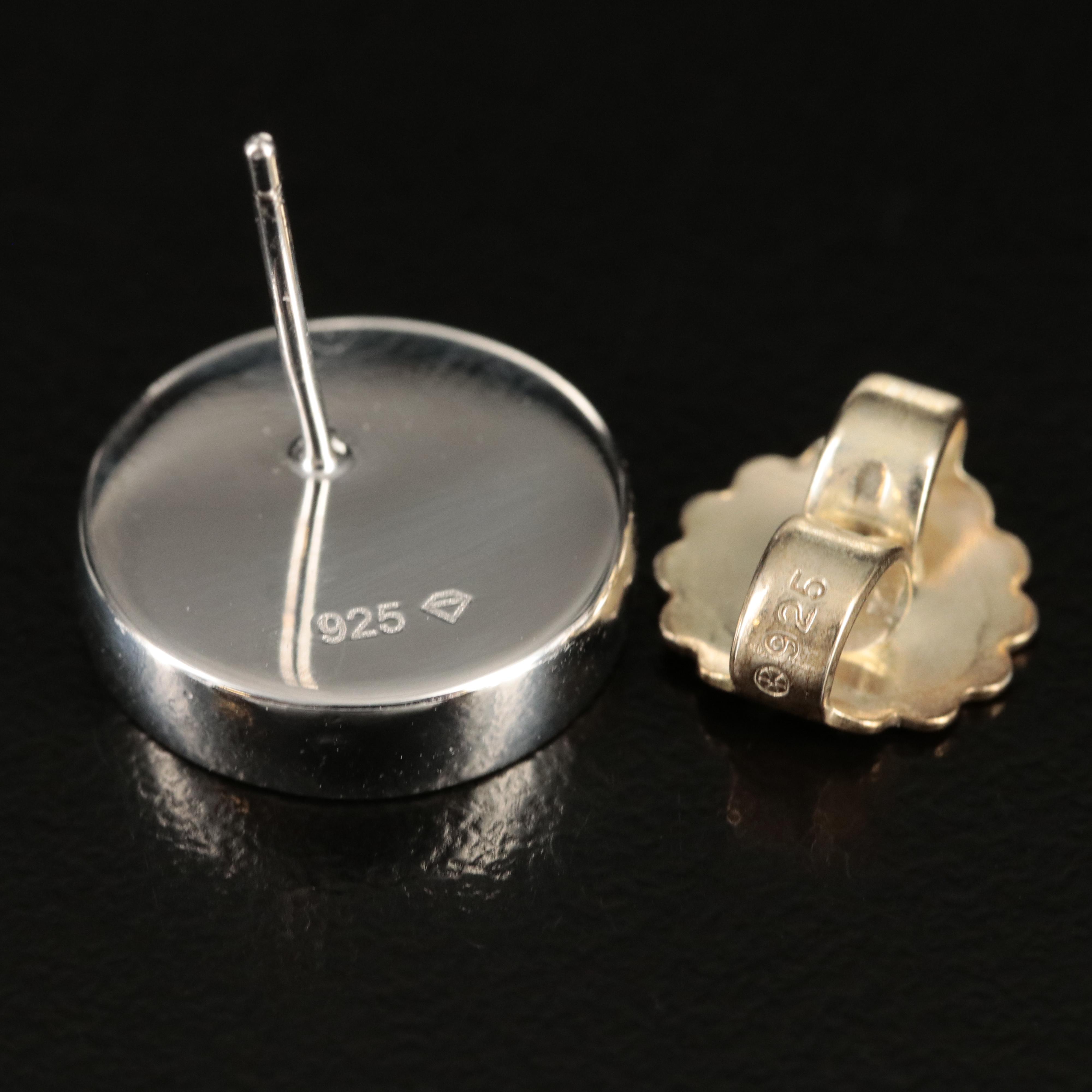 Sterling Quartz Button Earrings