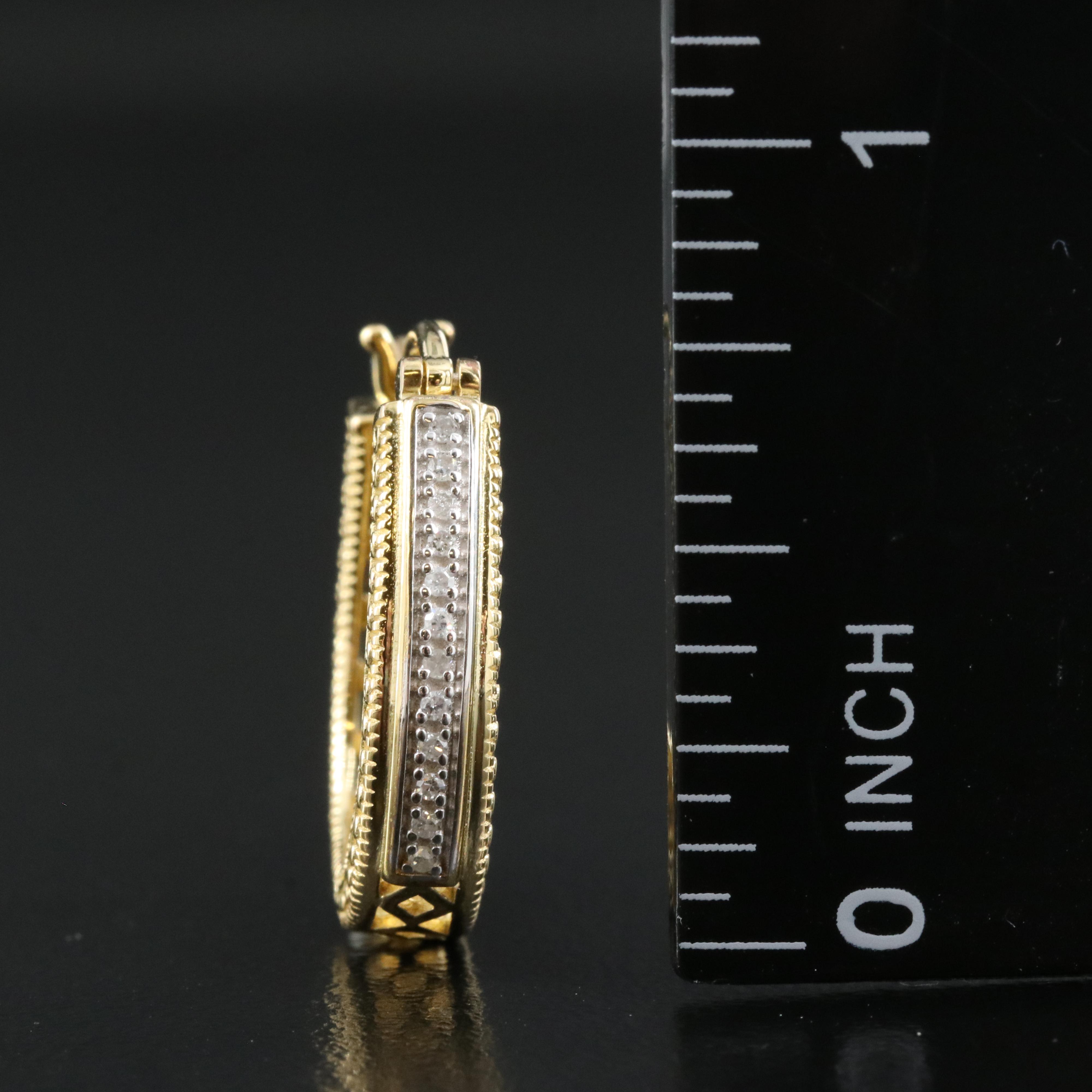 Sterling Diamond Hoop Earrings