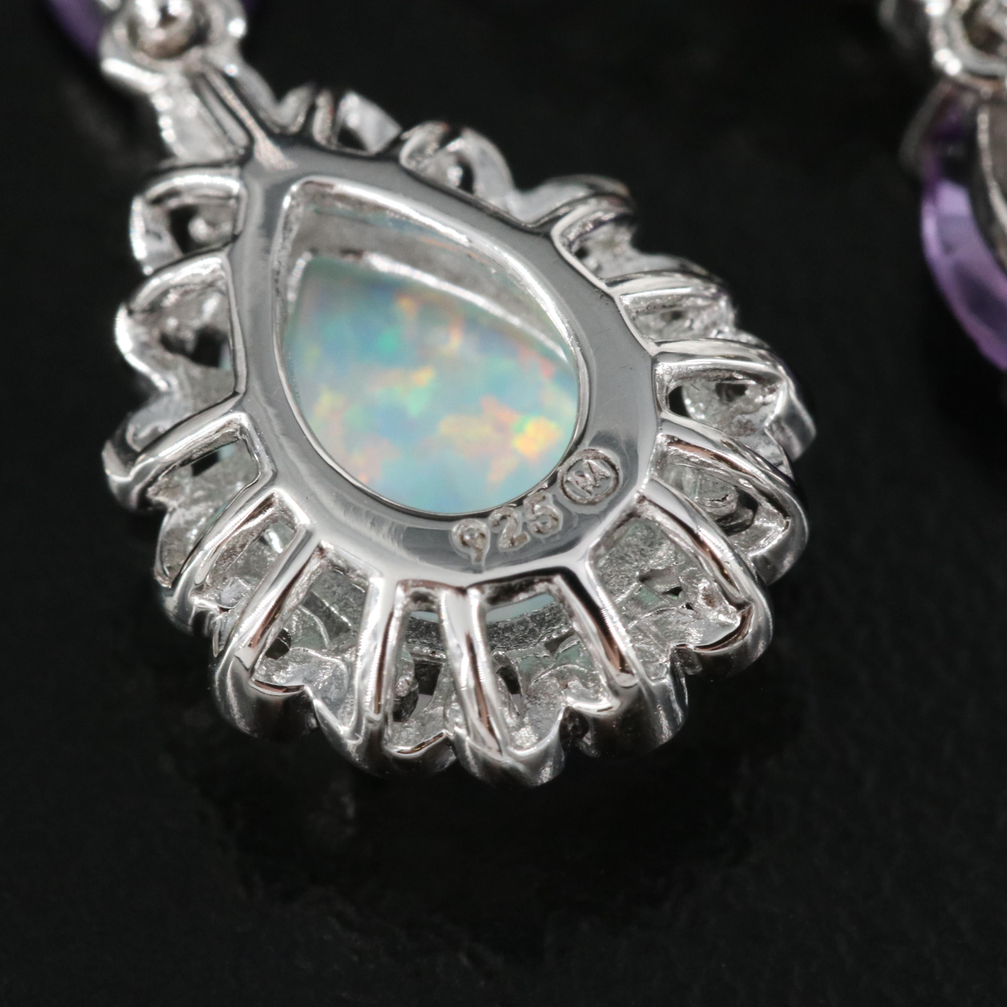 Sterling Opal and Amethyst Earrings