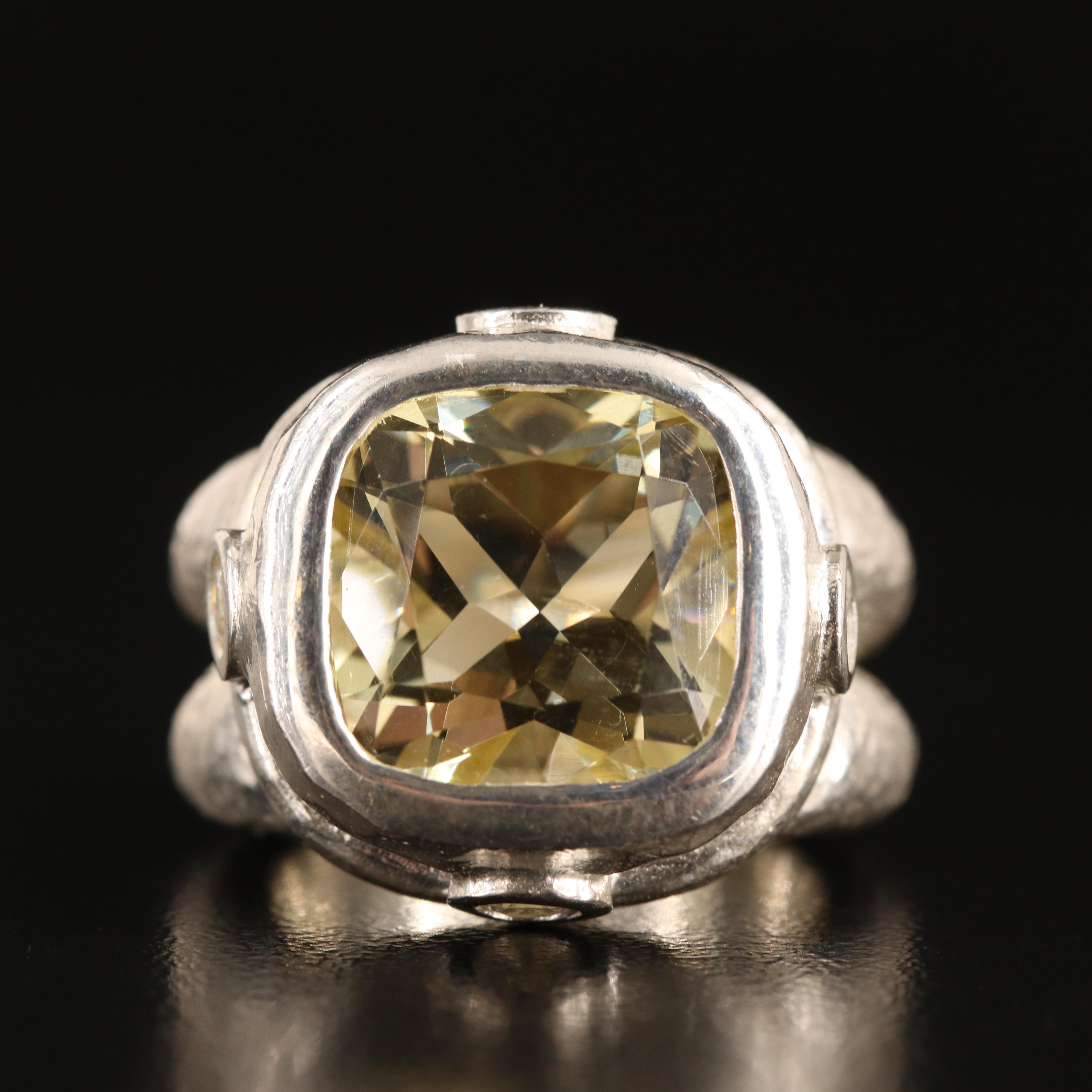 SeidenGang Sterling Citrine and Cubic Zirconia Ring