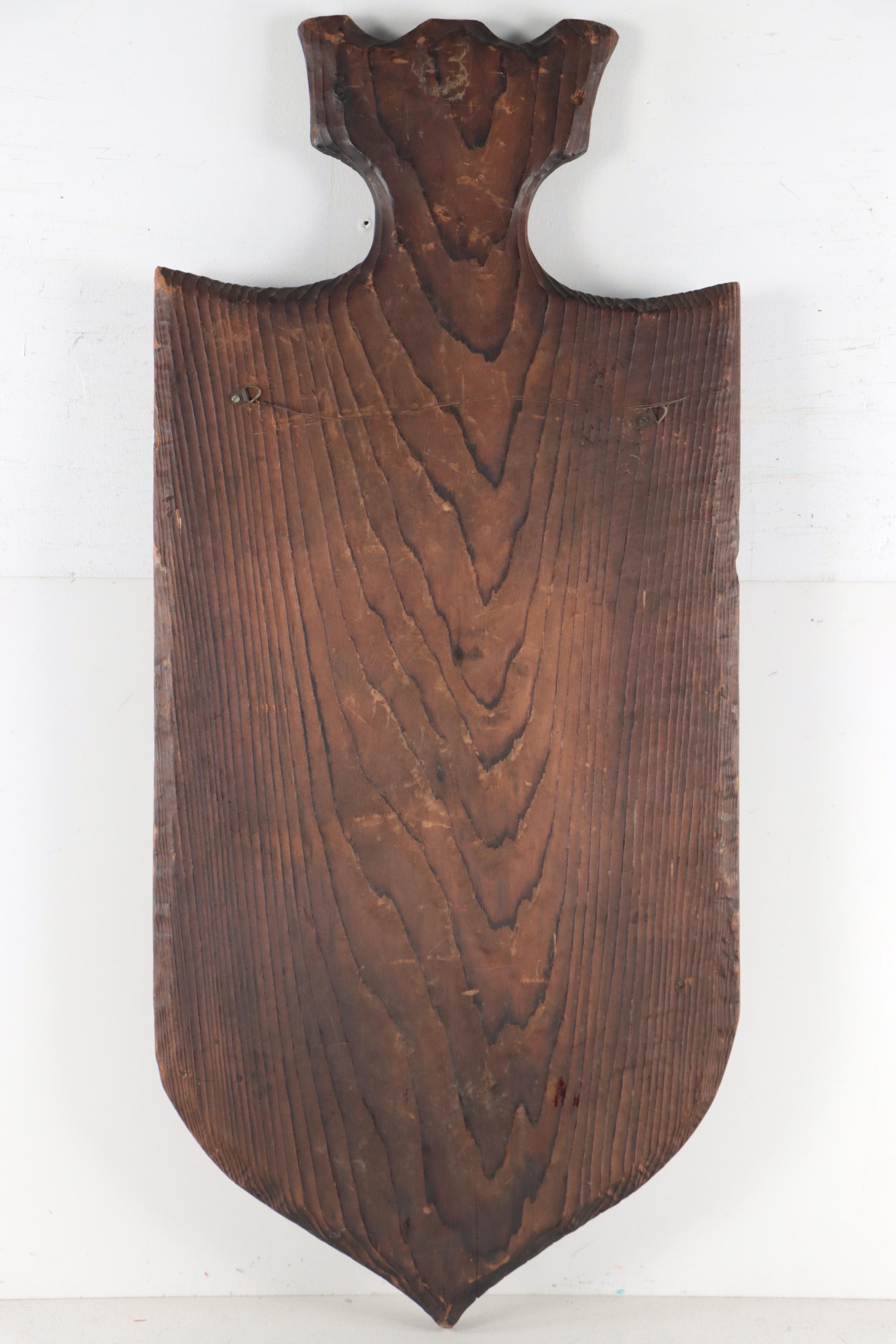 Witco Carved Wood Shield Wall Hanging, Circa 1965
