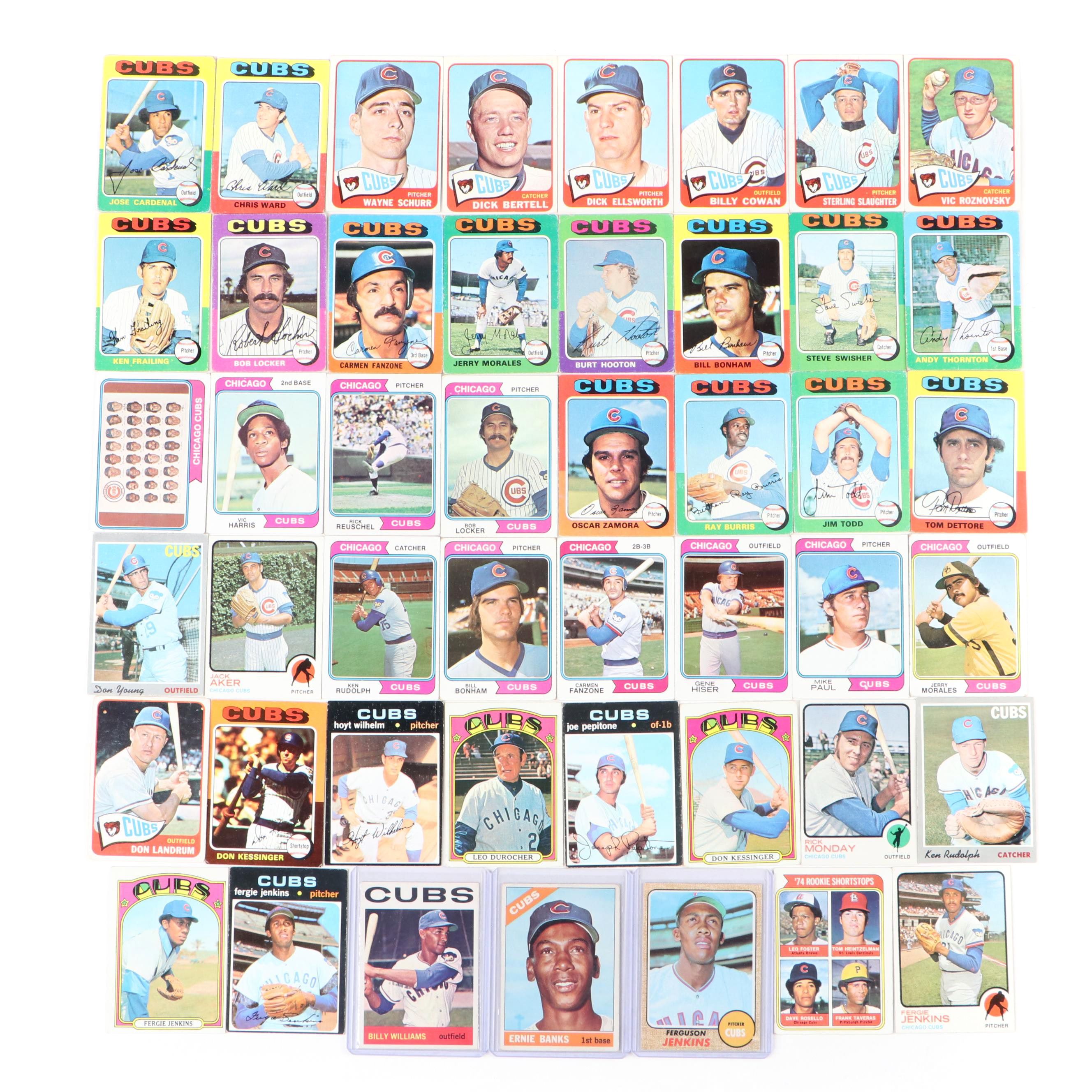 Topps Chicago Cubs Baseball Cards with Banks, Williams, Jenkins, 1960s–1970s
