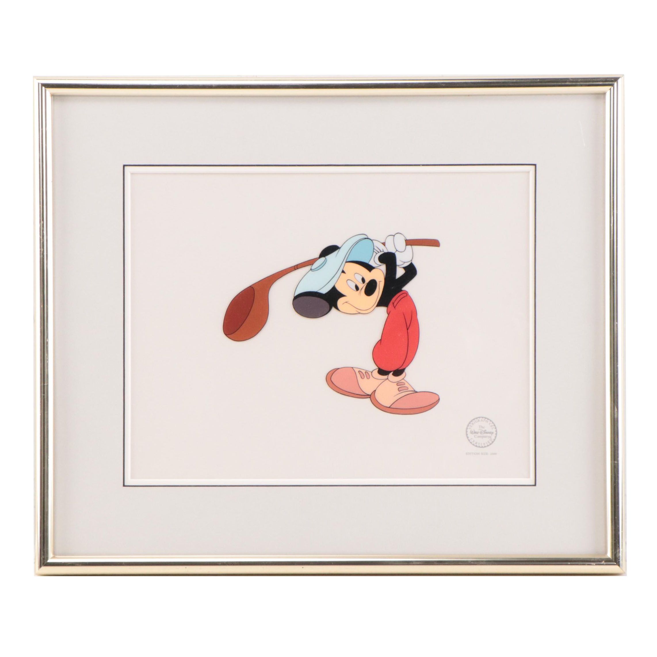 Disney "Canine Caddy" Sericel of Mickey Mouse Golfing, 1990