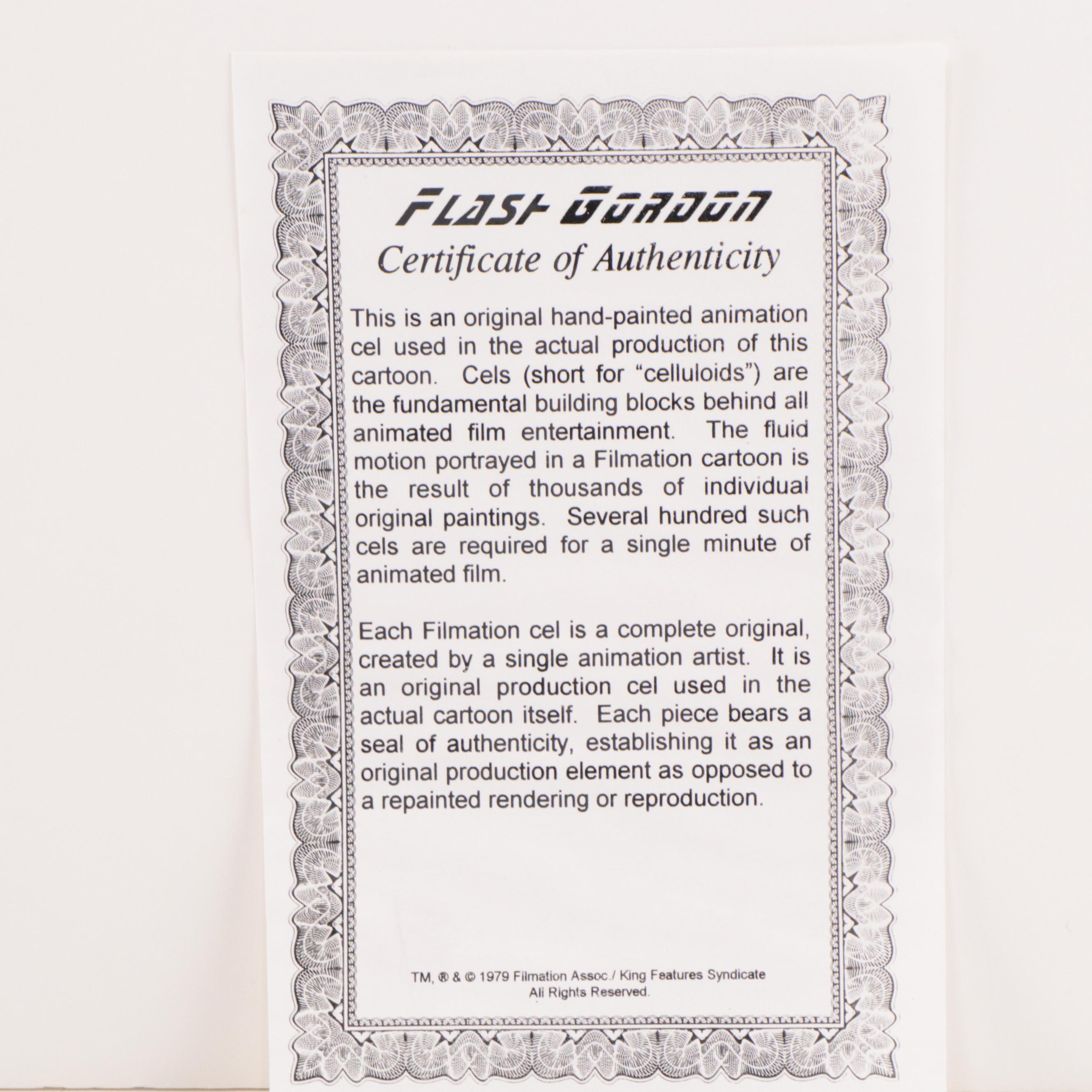 Filmation "Flash Gordon" Hand-Painted Production Cel, Circa 1980