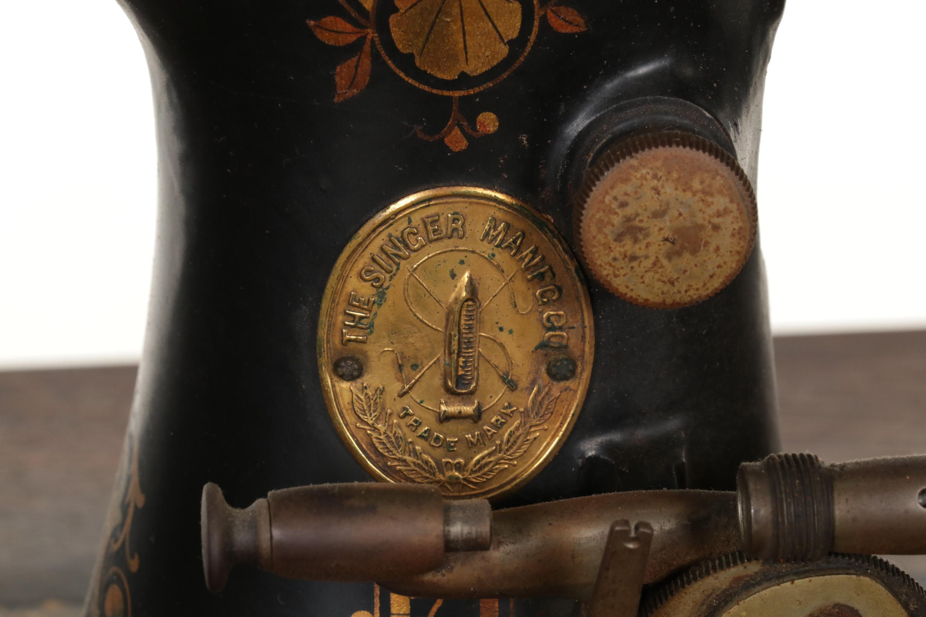 Singer Model 27-4 Treadle Sewing Machine in Oak and Iron Cabinet, Circa 1906