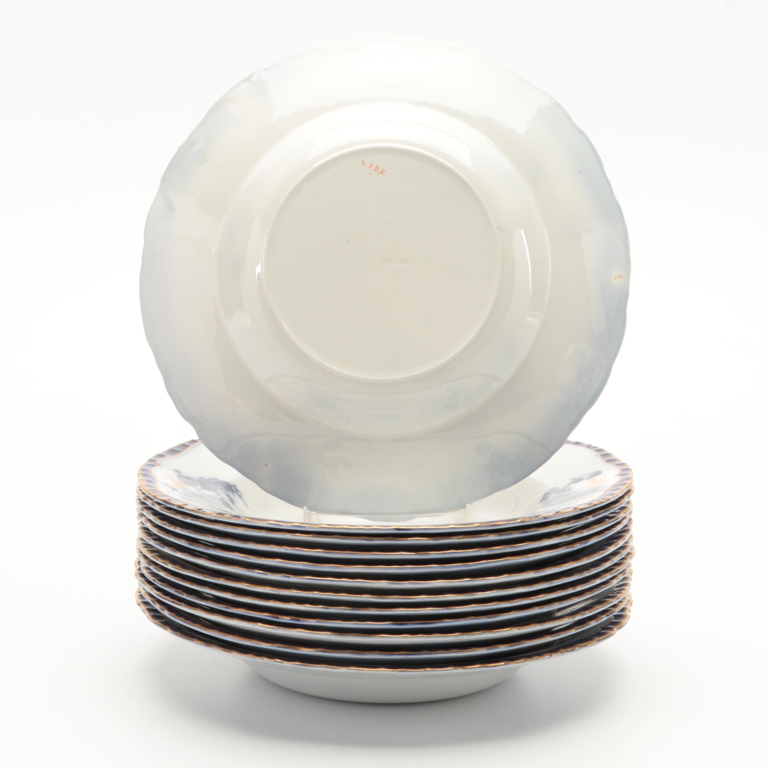 Booths English Earthenware Blue Poppy Dinnerware, Late 19th Century