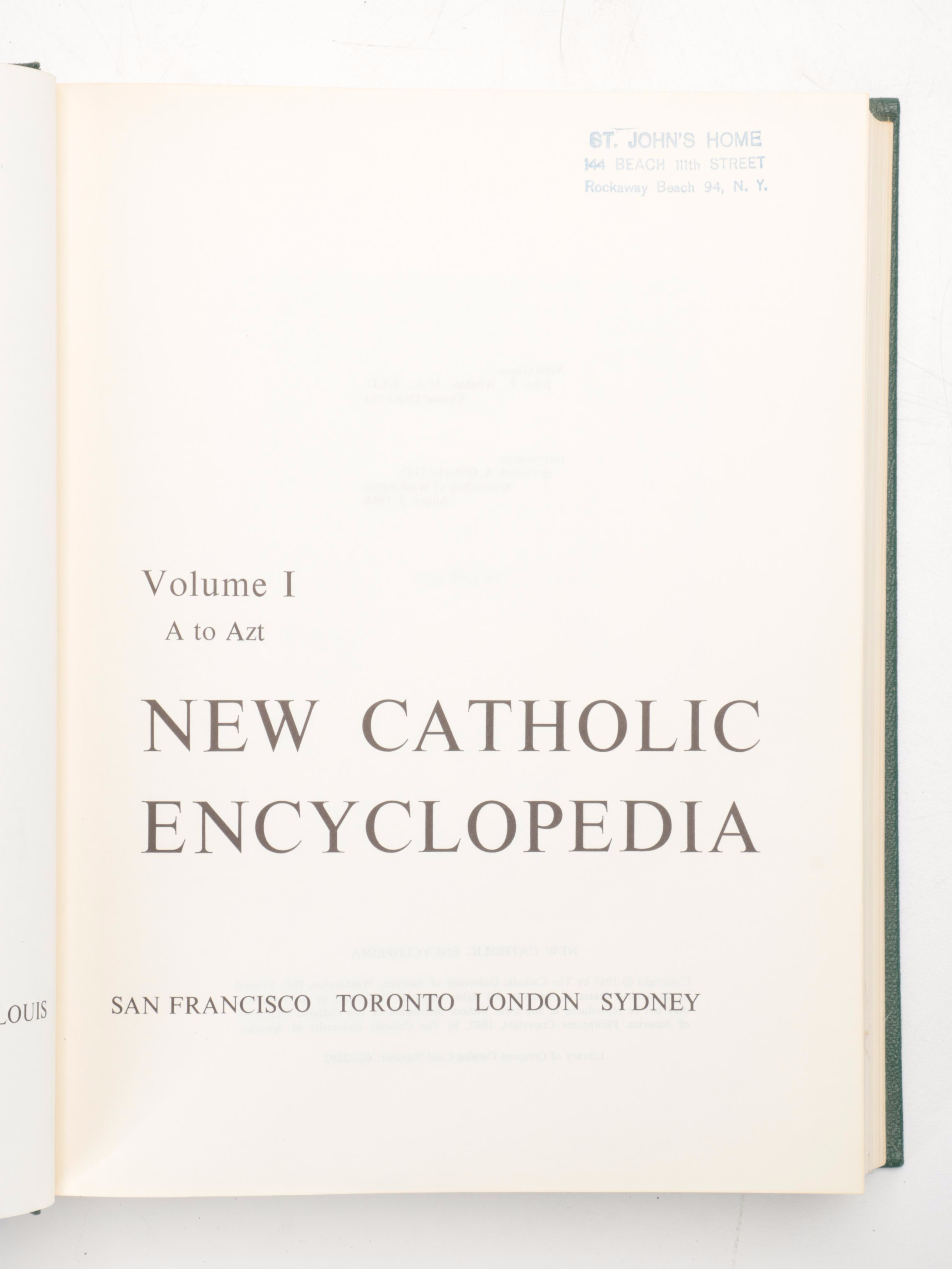 "New Catholic Encyclopedia" Complete Eighteen-Volume Set, Mid/Late 20th Century