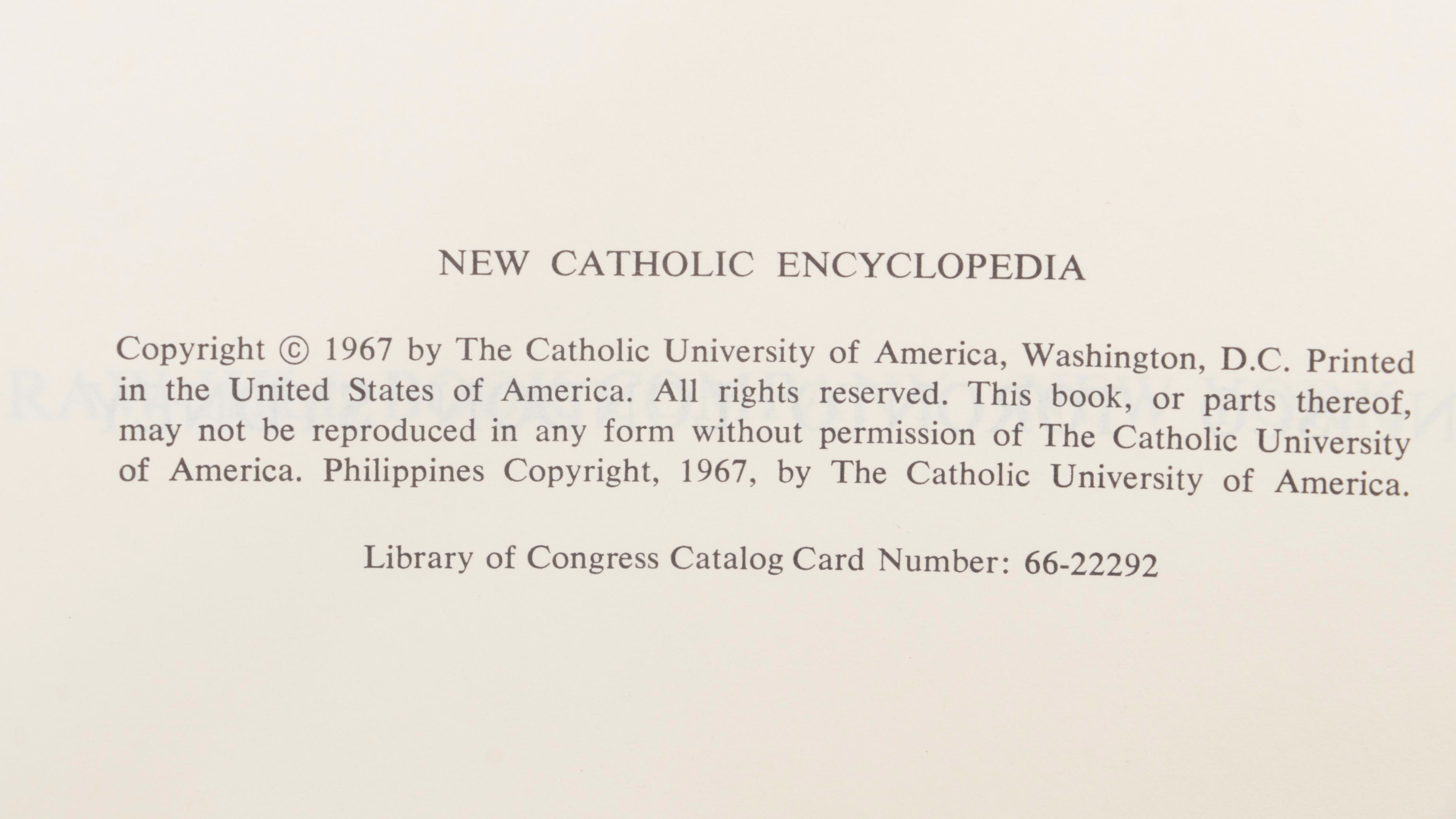 "New Catholic Encyclopedia" Complete Eighteen-Volume Set, Mid/Late 20th Century