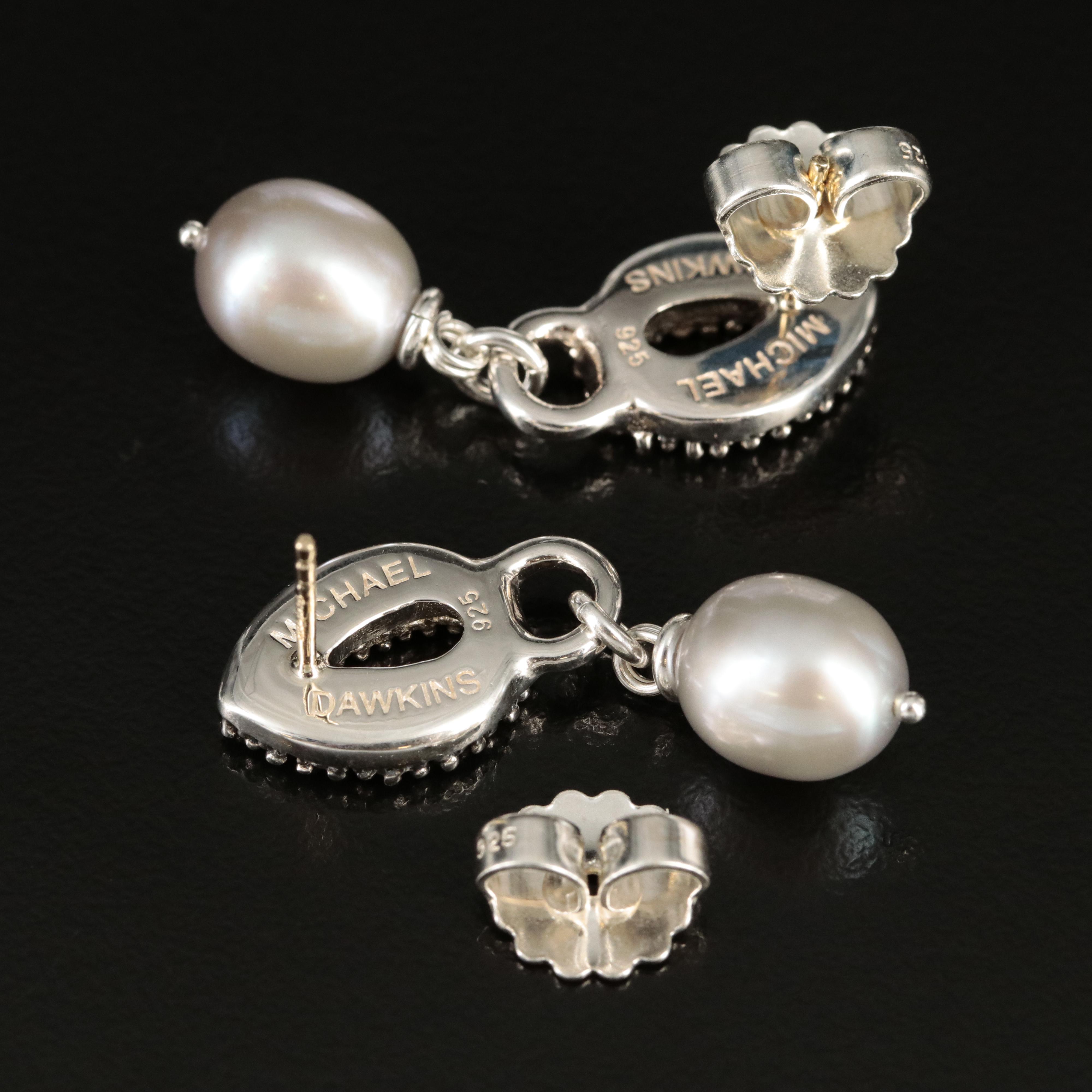 Michael Dawkins Sterling Pearl Earrings with 14K Accents