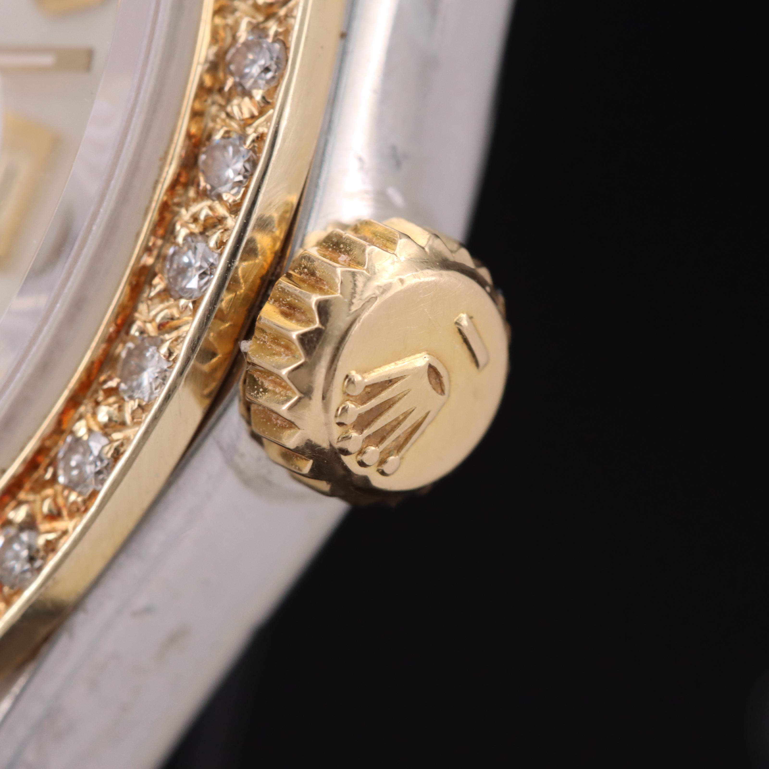 1985 Rolex Mother-of-Pearl Custom Diamond Dial and Bezel Watch