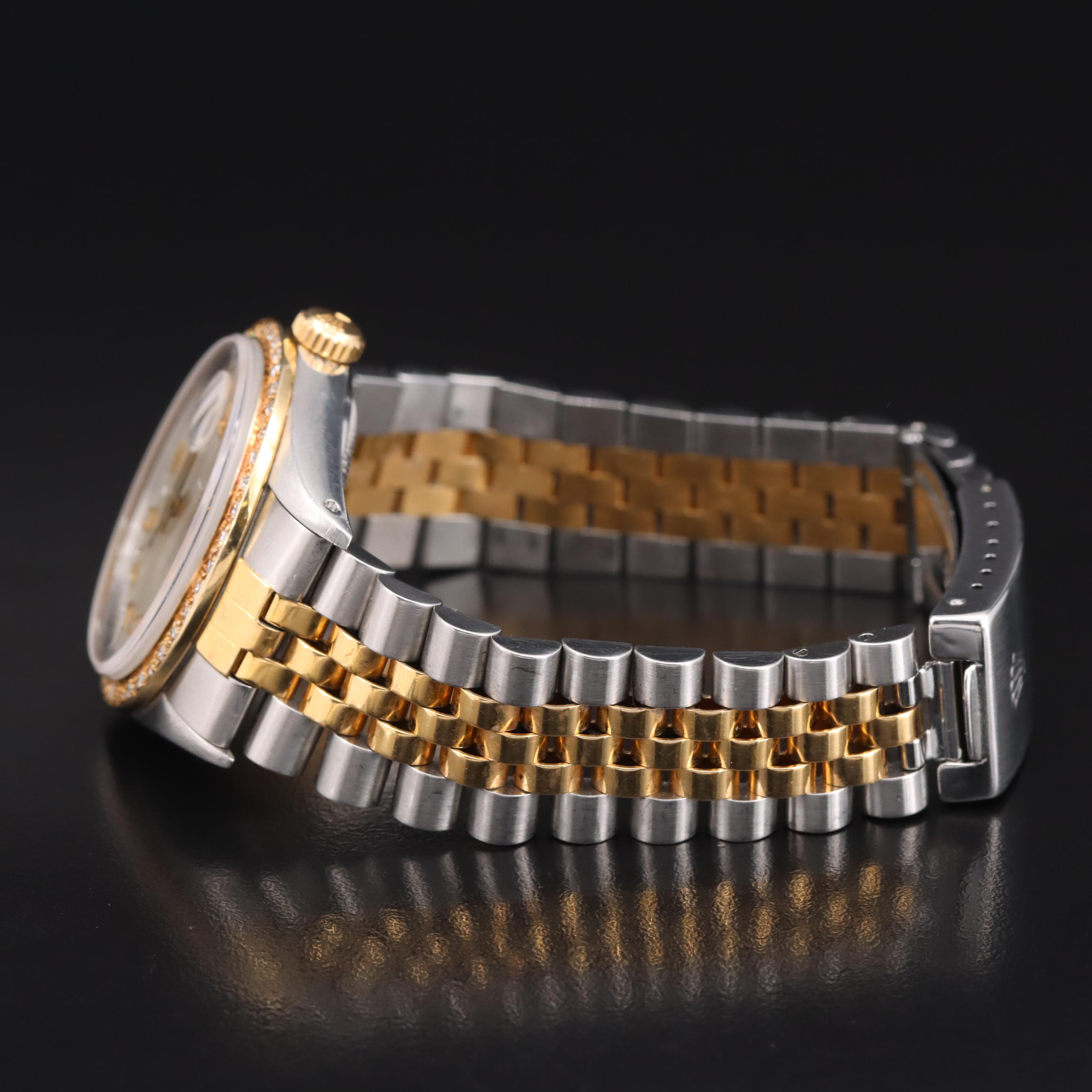 1985 Rolex Mother-of-Pearl Custom Diamond Dial and Bezel Watch