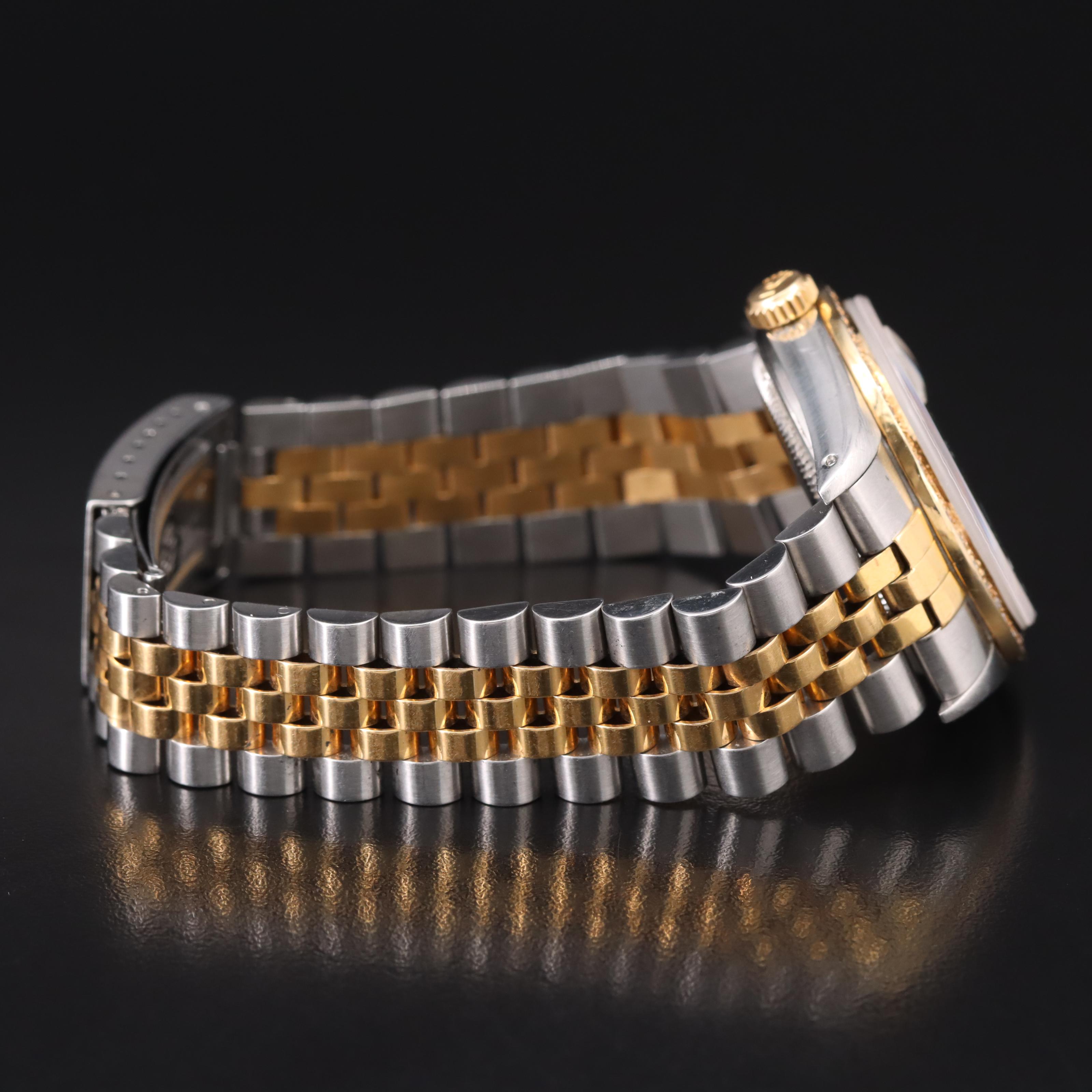 1985 Rolex Mother-of-Pearl Custom Diamond Dial and Bezel Watch