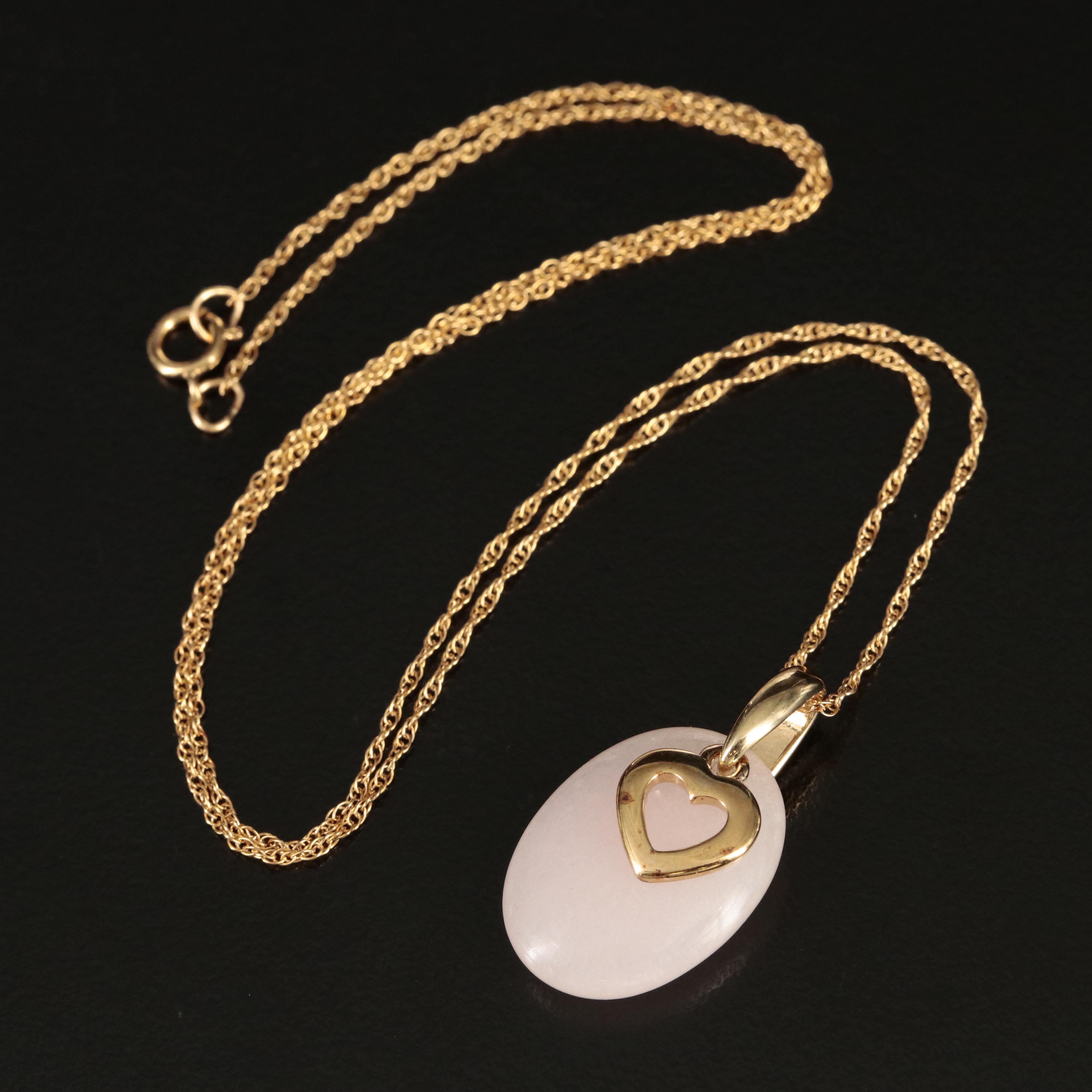 Sterling Quartzite Heart Pendant Necklace