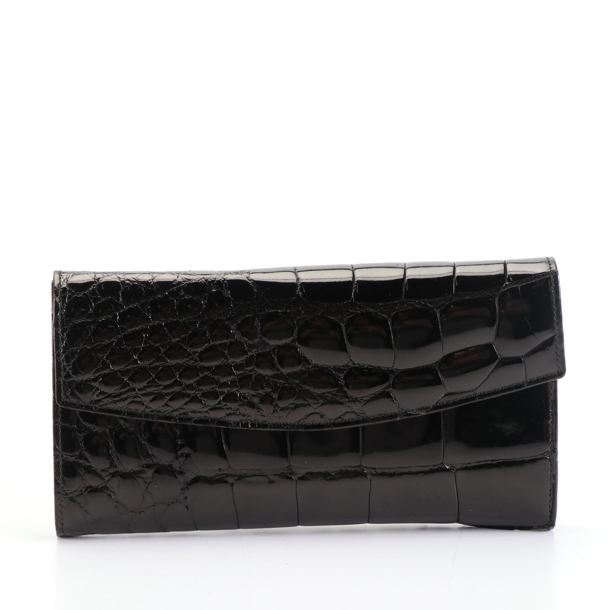 Bosca American Alligator Checkbook Wallet with Box