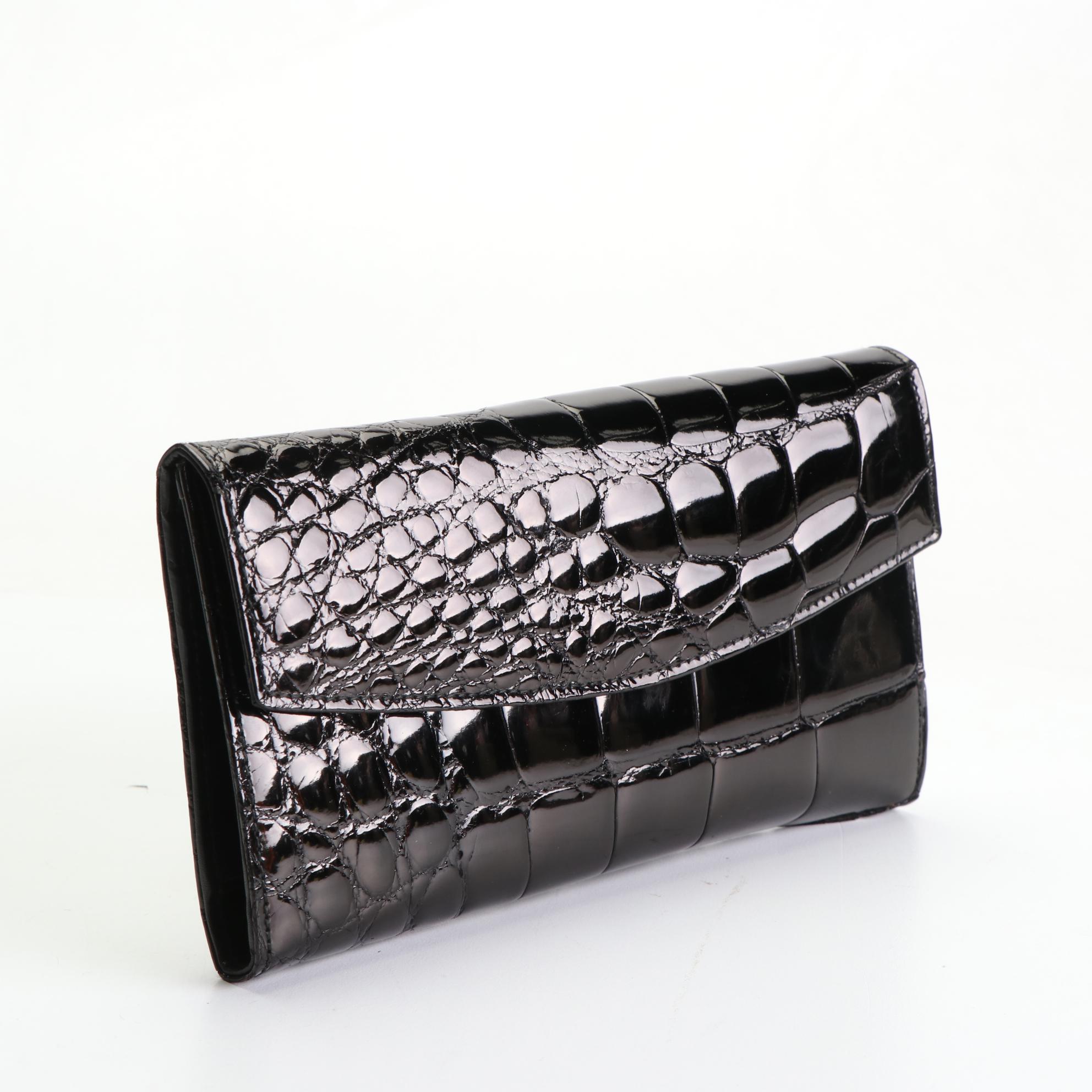 Bosca American Alligator Checkbook Wallet with Box