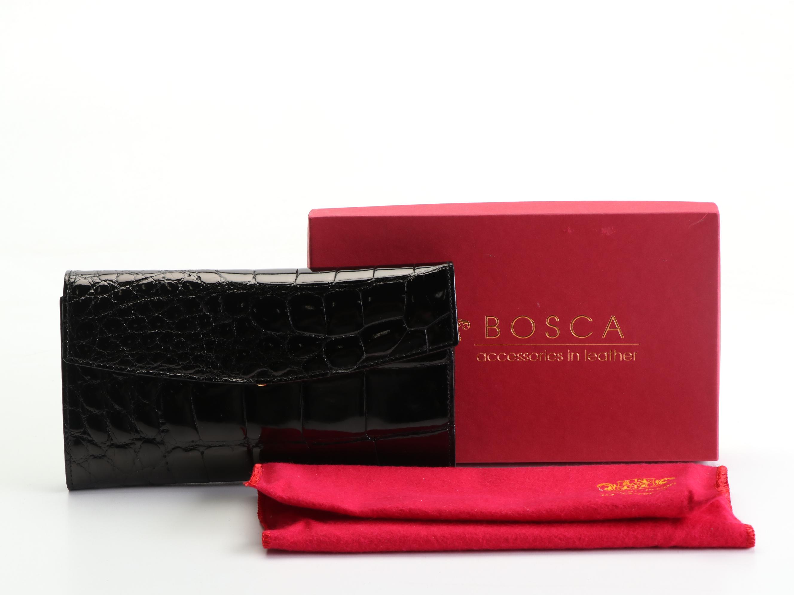 Bosca American Alligator Checkbook Wallet with Box
