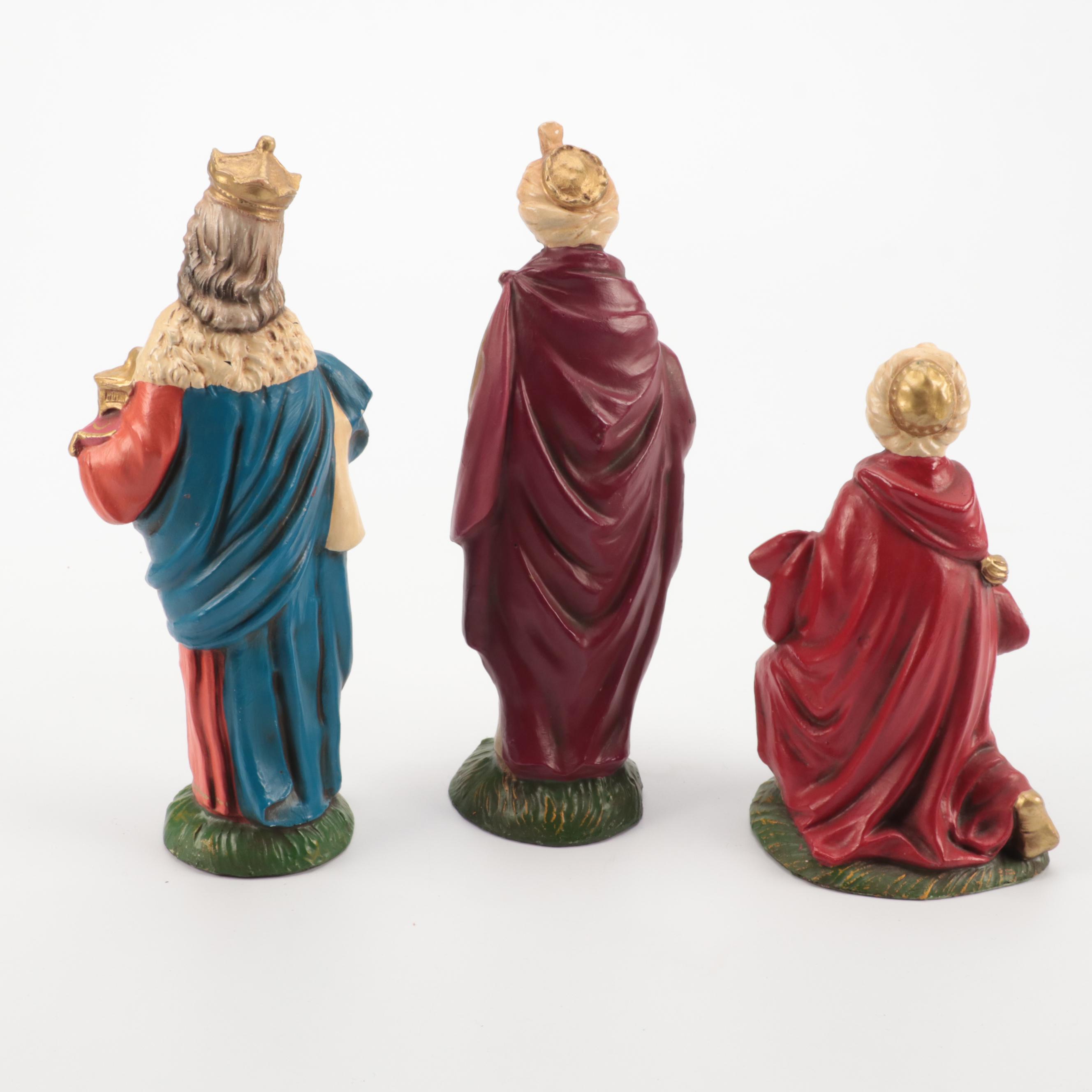 Italian and Japanese Chalkware Nativity Set, Mid to Late 20th Century