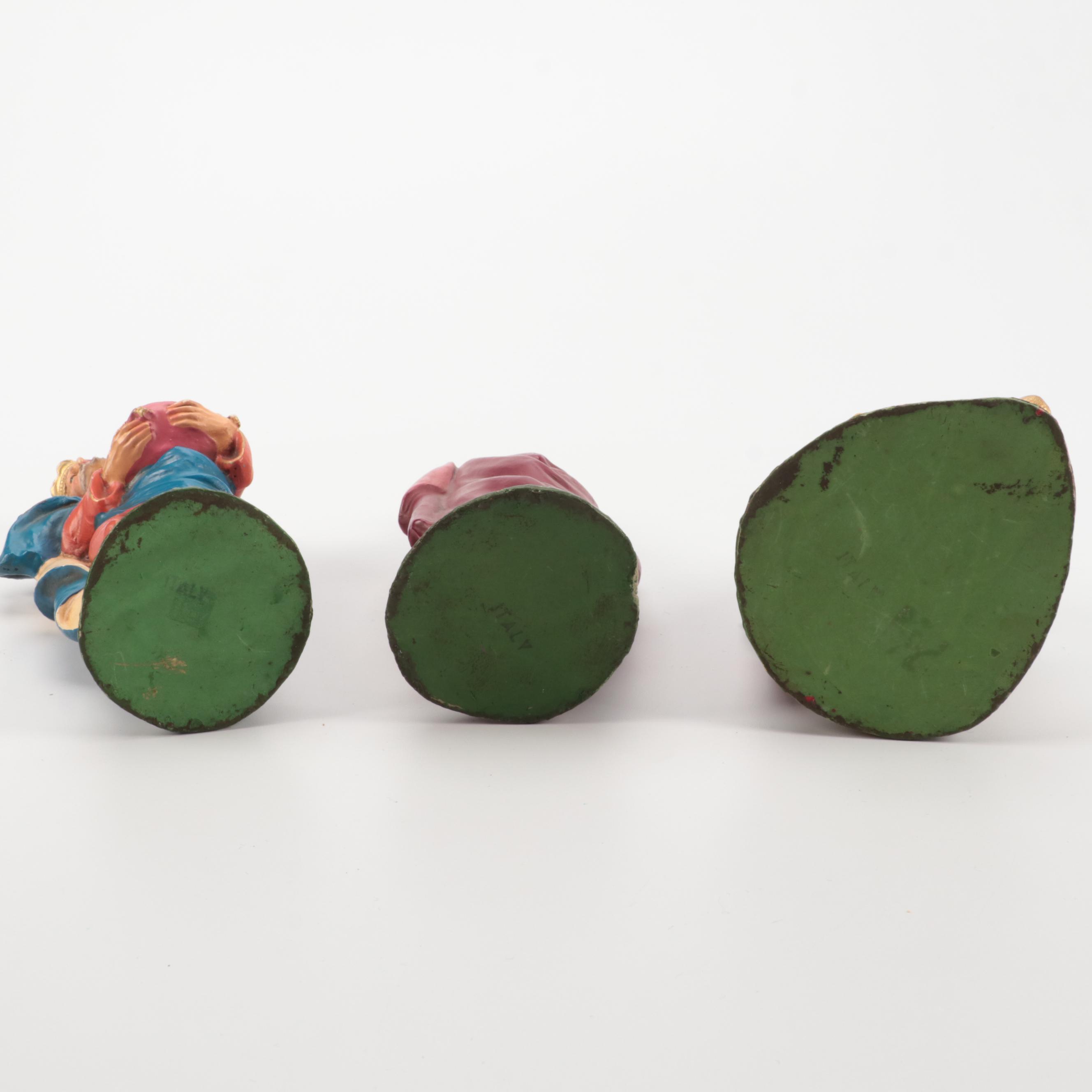 Italian and Japanese Chalkware Nativity Set, Mid to Late 20th Century