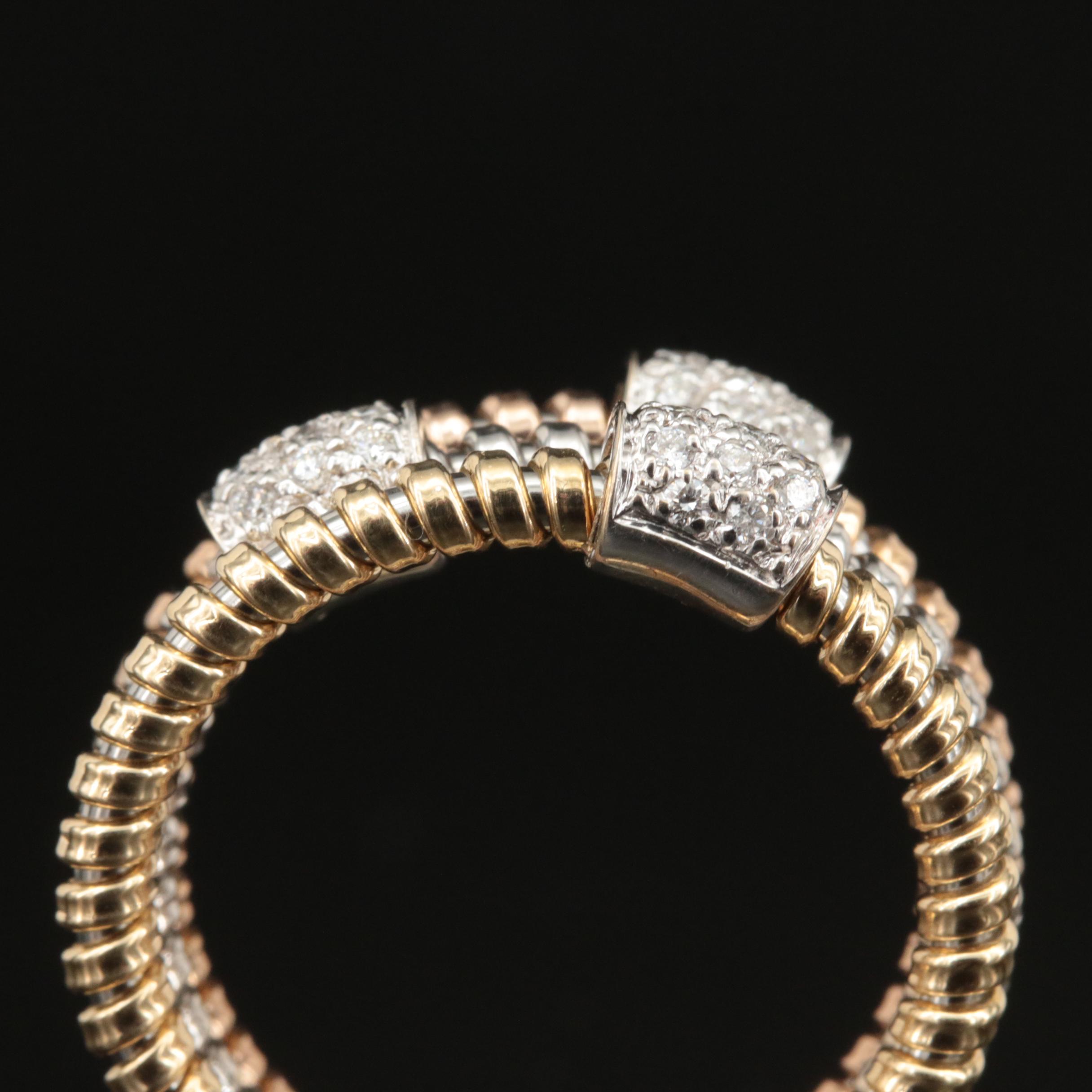 Italian 18K Tri-Color 0.39 CTW Pavé Diamond Station Stacking Ring