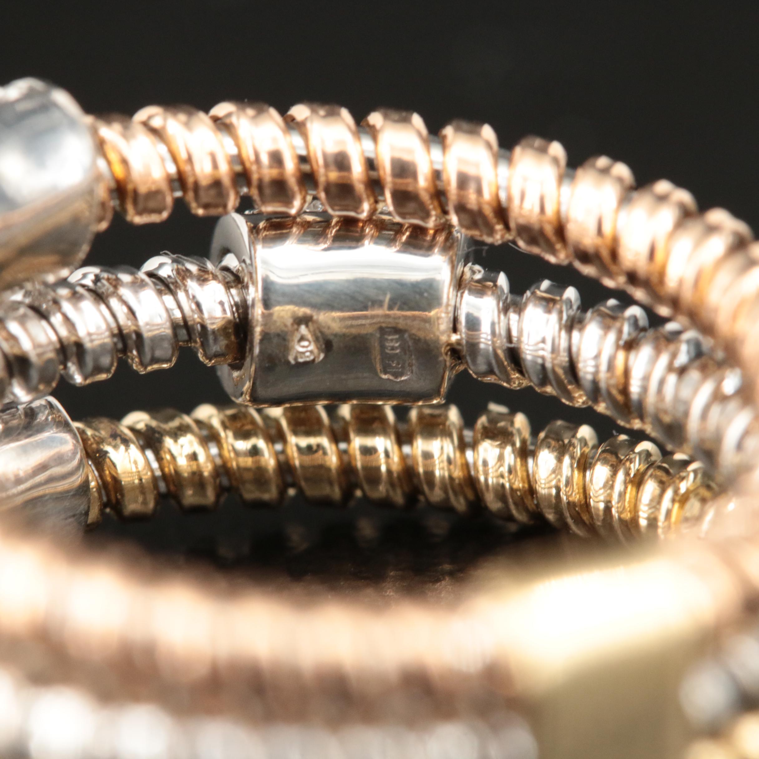 Italian 18K Tri-Color 0.39 CTW Pavé Diamond Station Stacking Ring