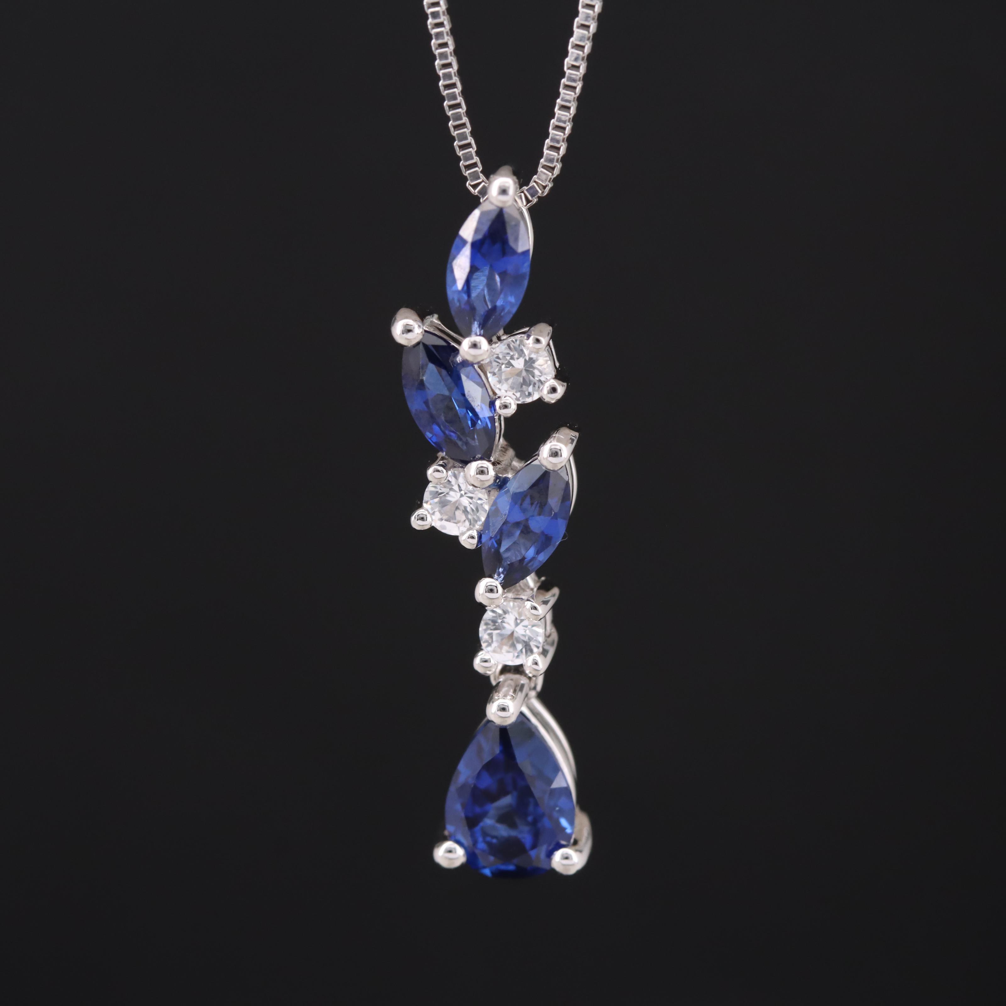 Sterling Sapphire Pendant Necklace
