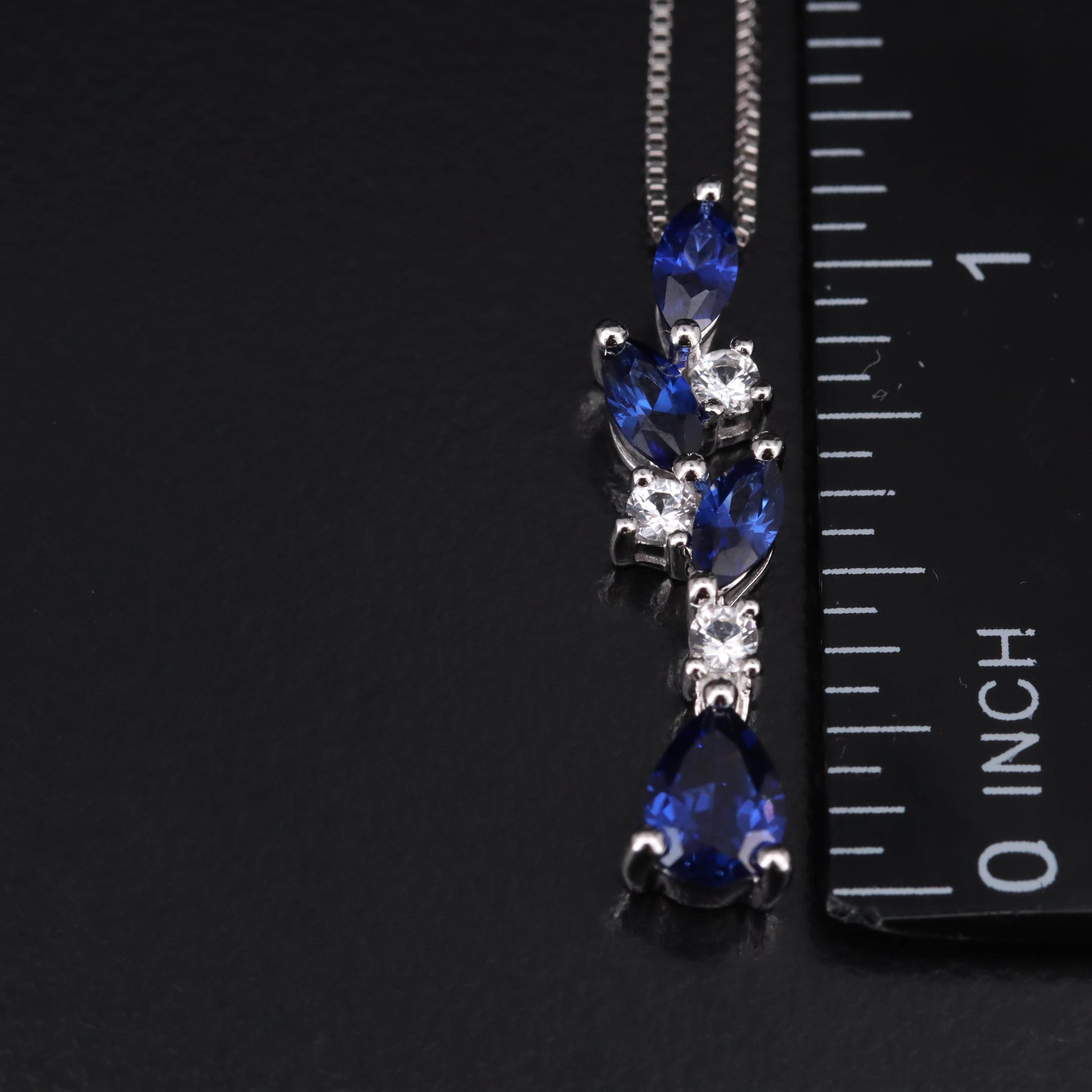 Sterling Sapphire Pendant Necklace