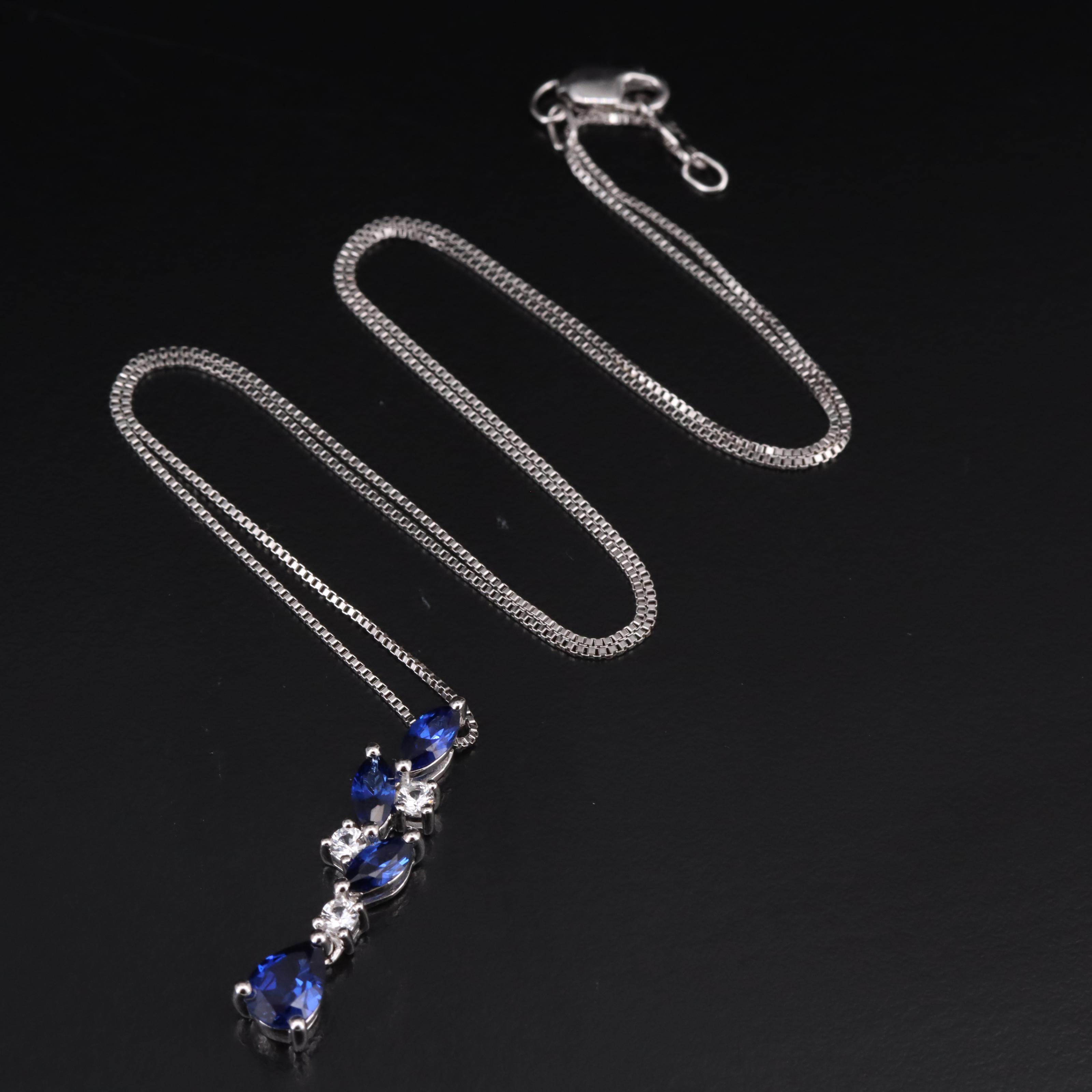 Sterling Sapphire Pendant Necklace