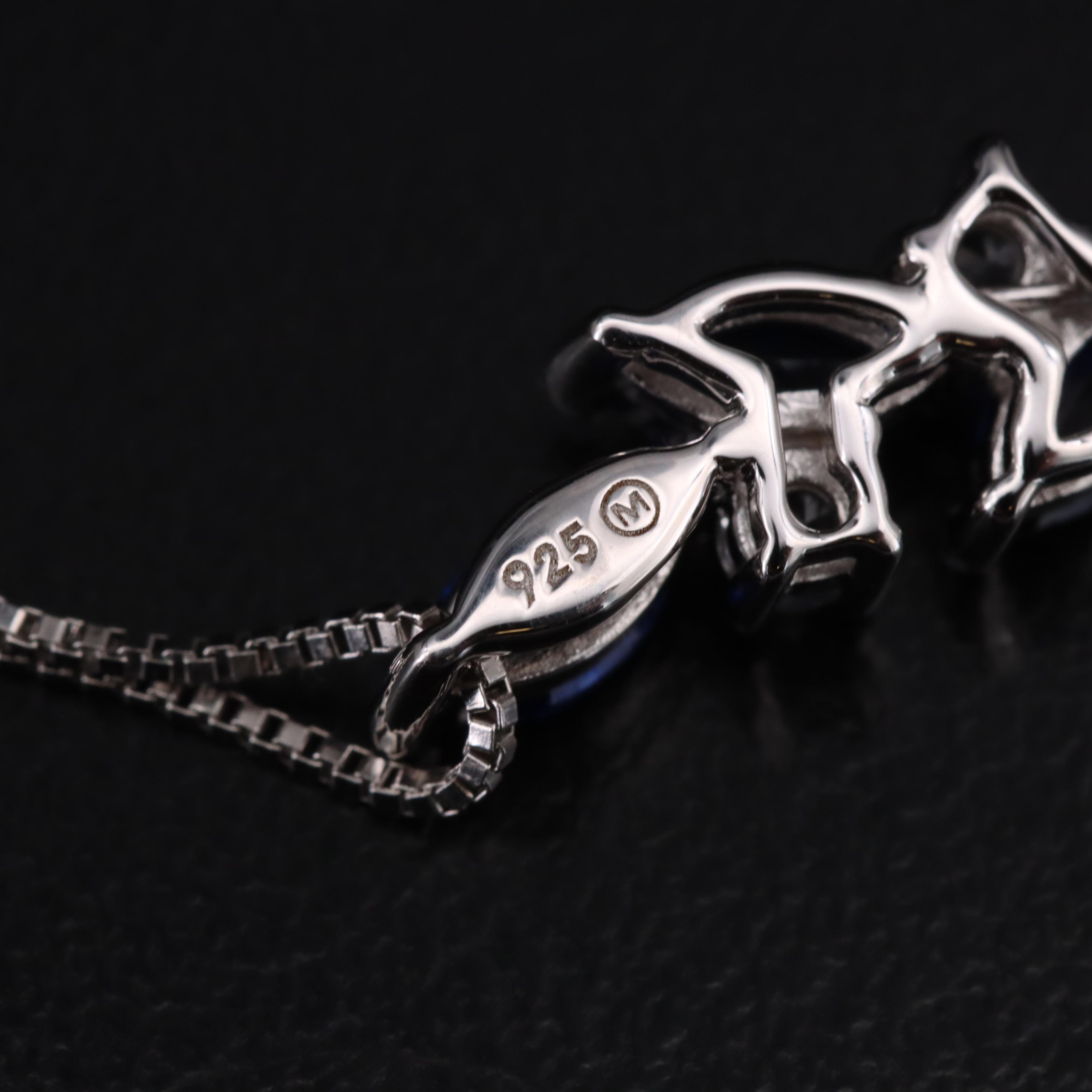 Sterling Sapphire Pendant Necklace