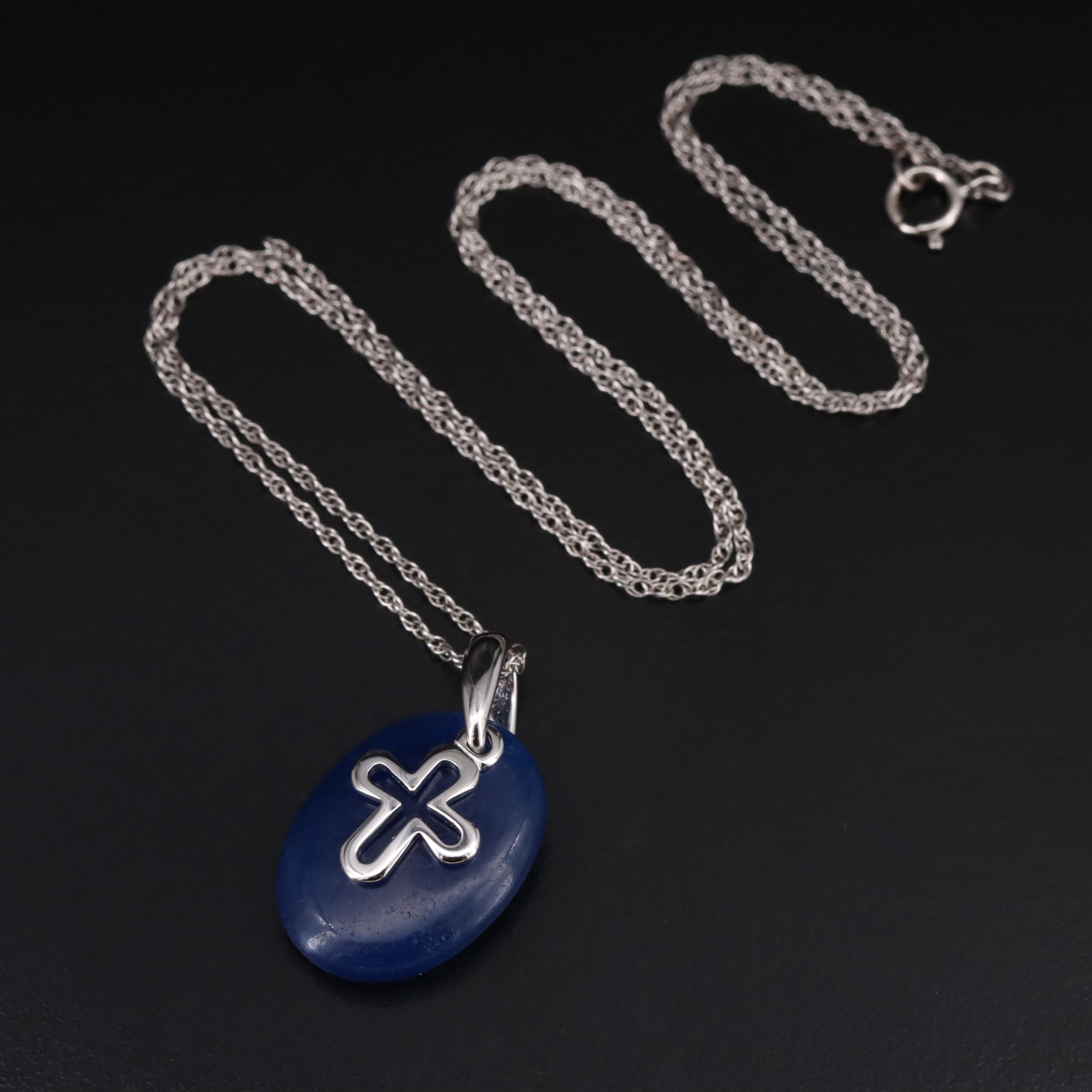 Sterling Quartz Cross Pendant Necklace