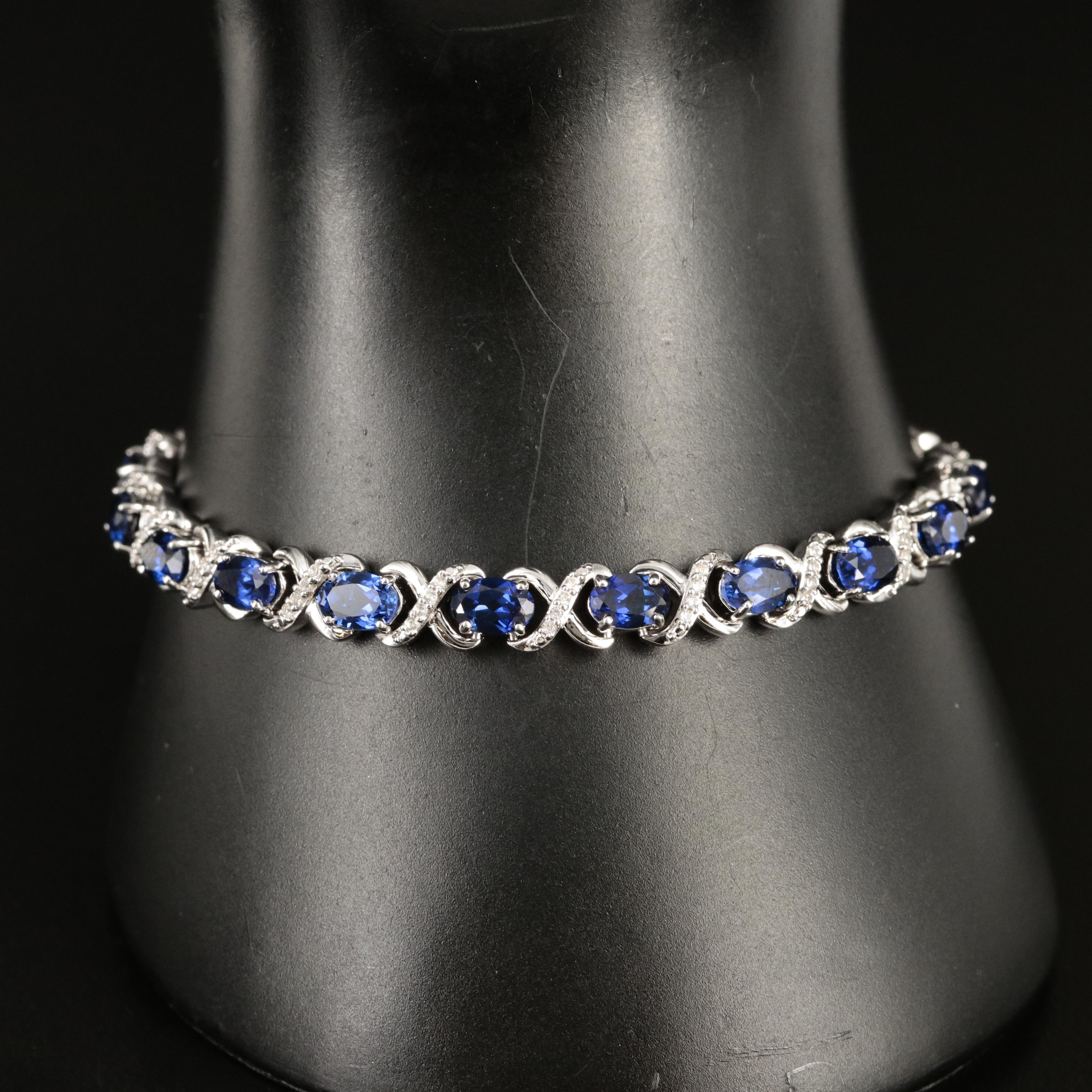 Sterling Sapphire "X O" Bolo Bracelet